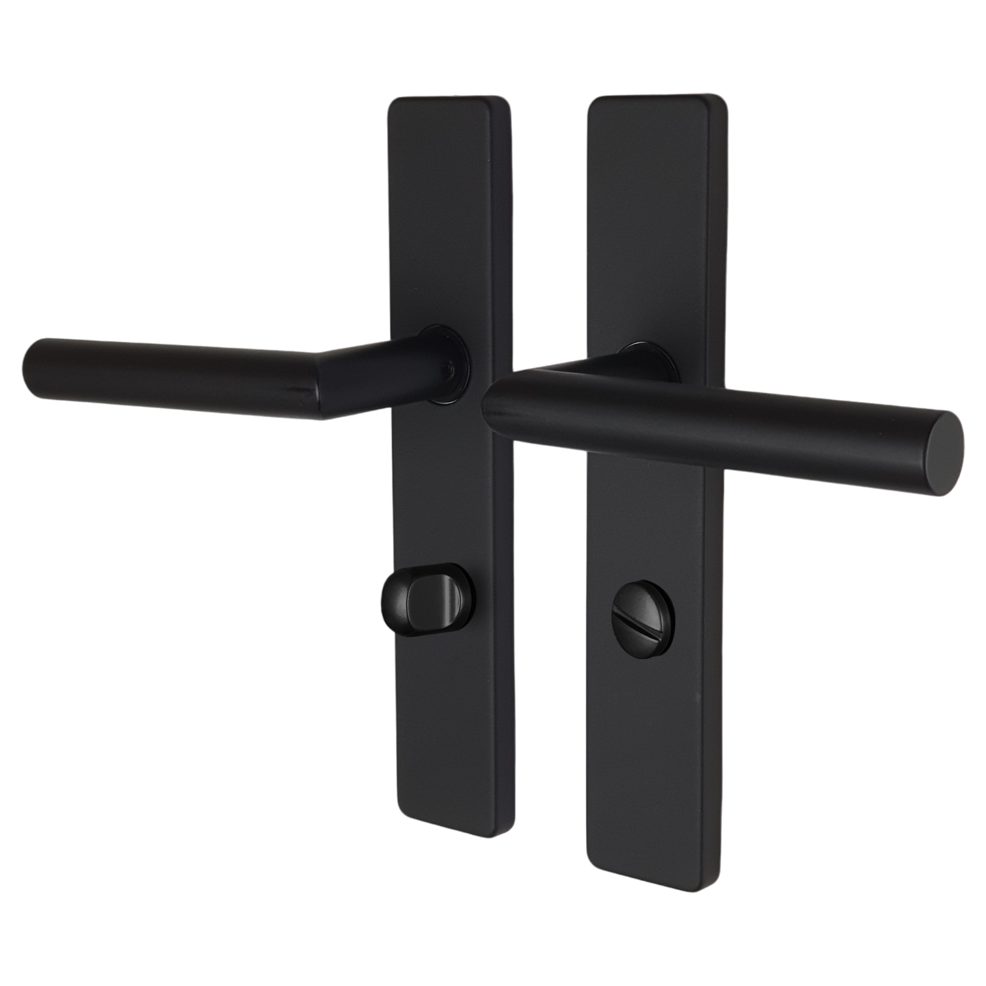 Poignée de porte sur plaque noire mat entraxe ajustable à condamnation EDISON DUALFIT x2 - 2
