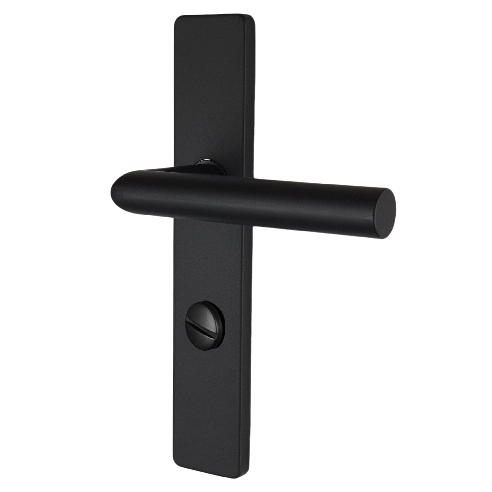 Poignée de porte sur plaque noire mat entraxe ajustable à condamnation EDISON DUALFIT x2 - 5