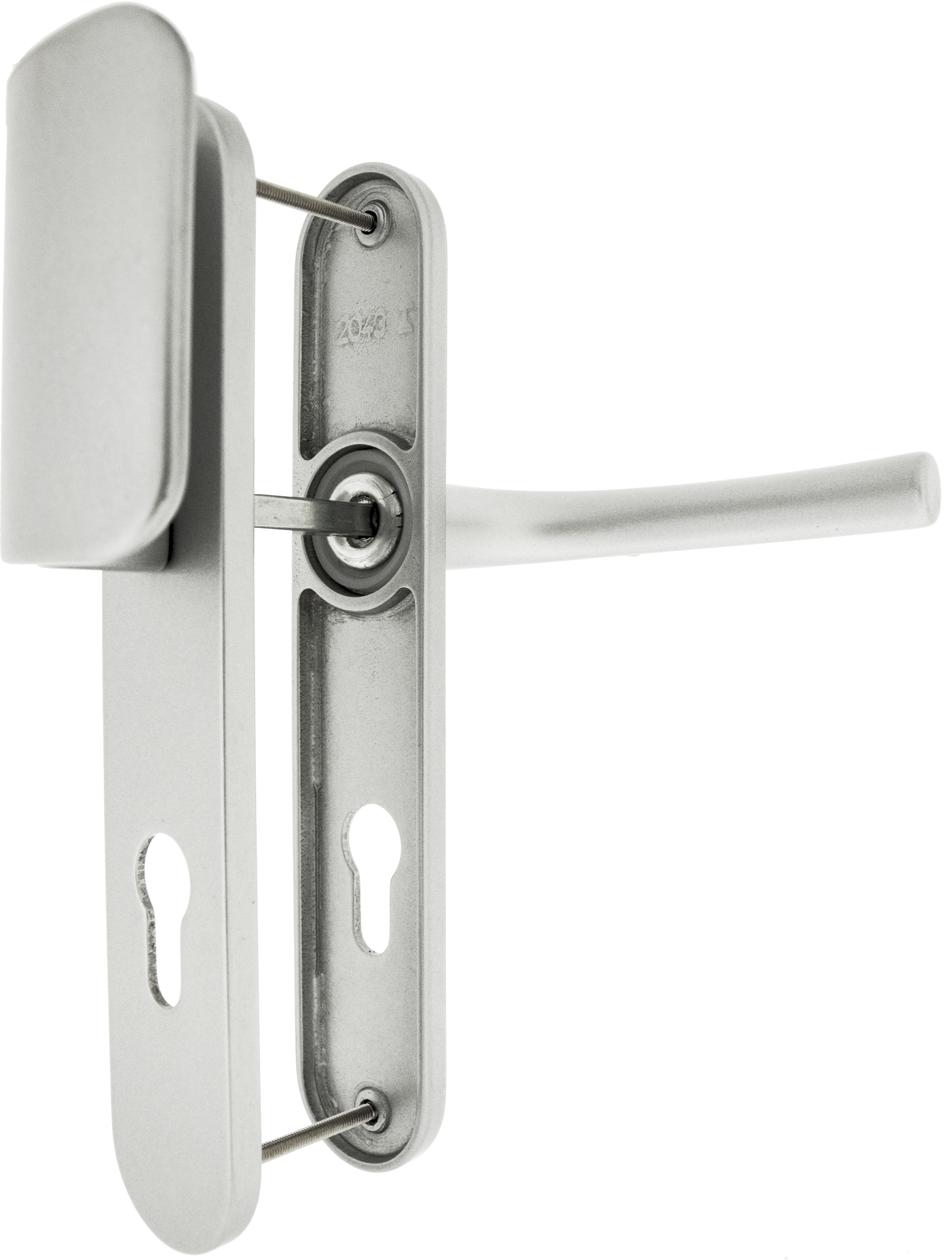 Poignée de porte sur plaque grise entraxe 195 mm Clé en I FIRME x2 - 3