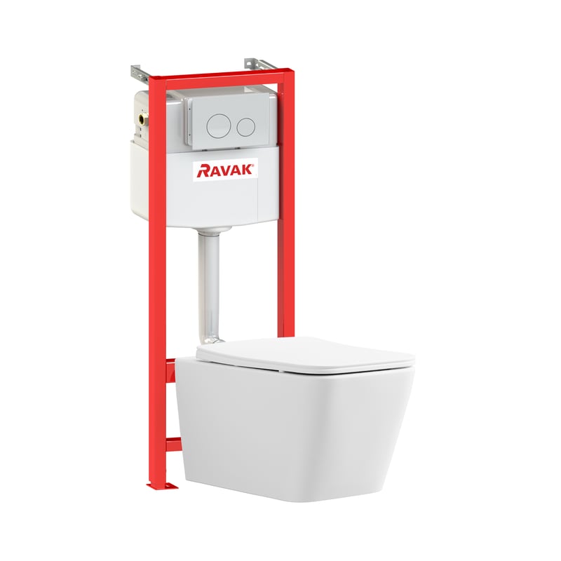 Zestaw podtynkowy WC z białym przyciskiem Solar Ravak