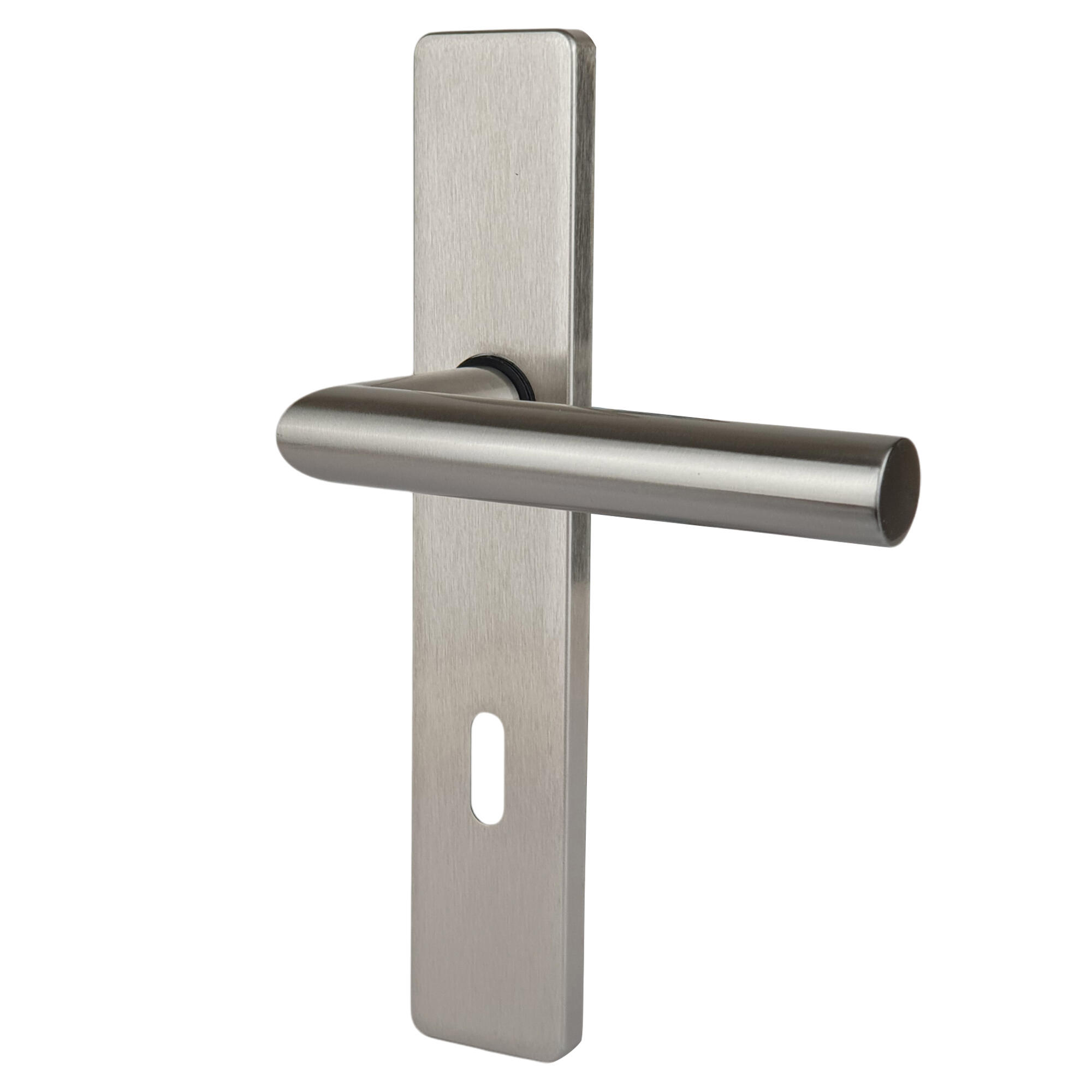 Poignée de porte sur plaque gris nickel mat entraxe ajustable Clé en L EDISON DUALFIT x2 - 2