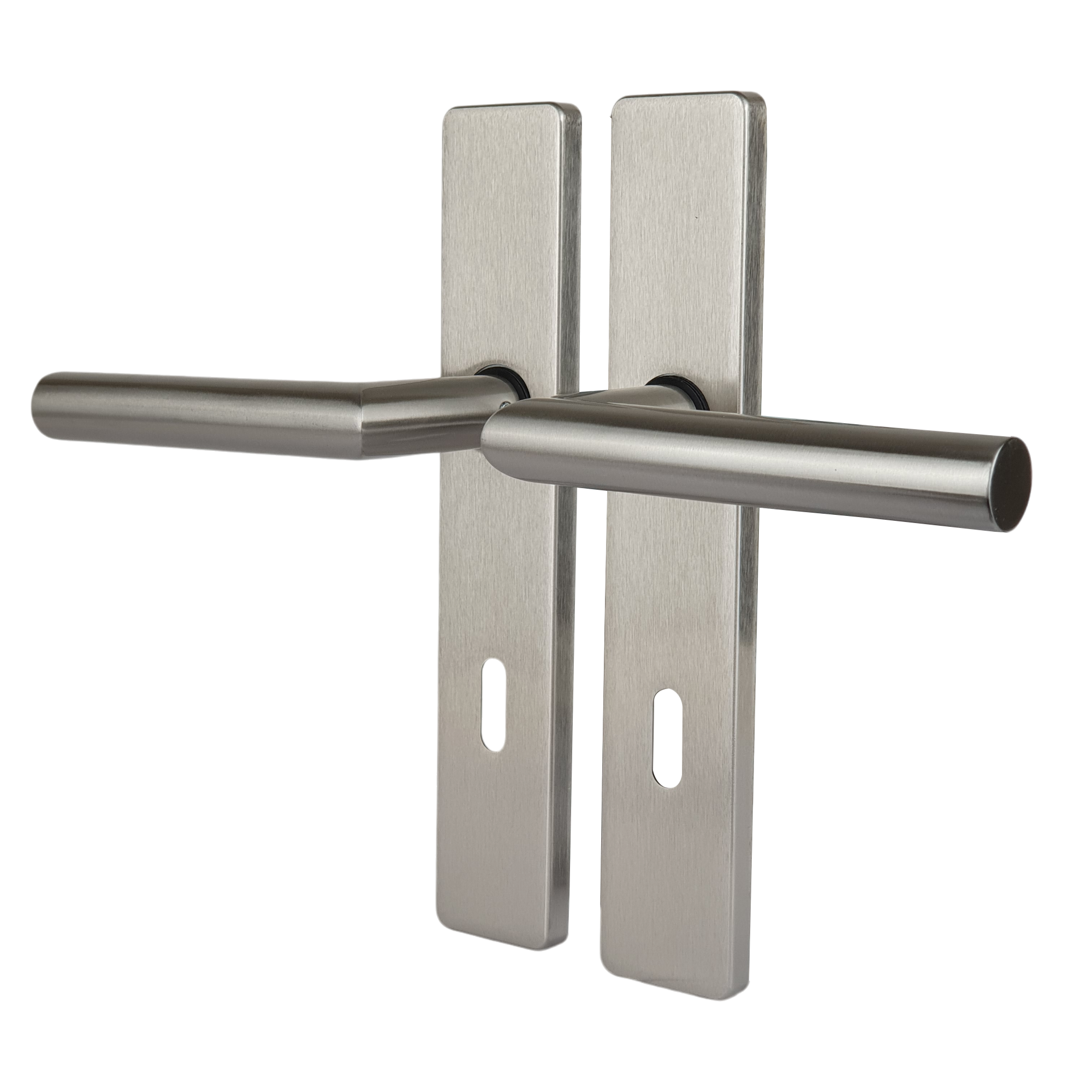 Poignée de porte sur plaque gris nickel mat entraxe ajustable Clé en L EDISON DUALFIT x2 - 5