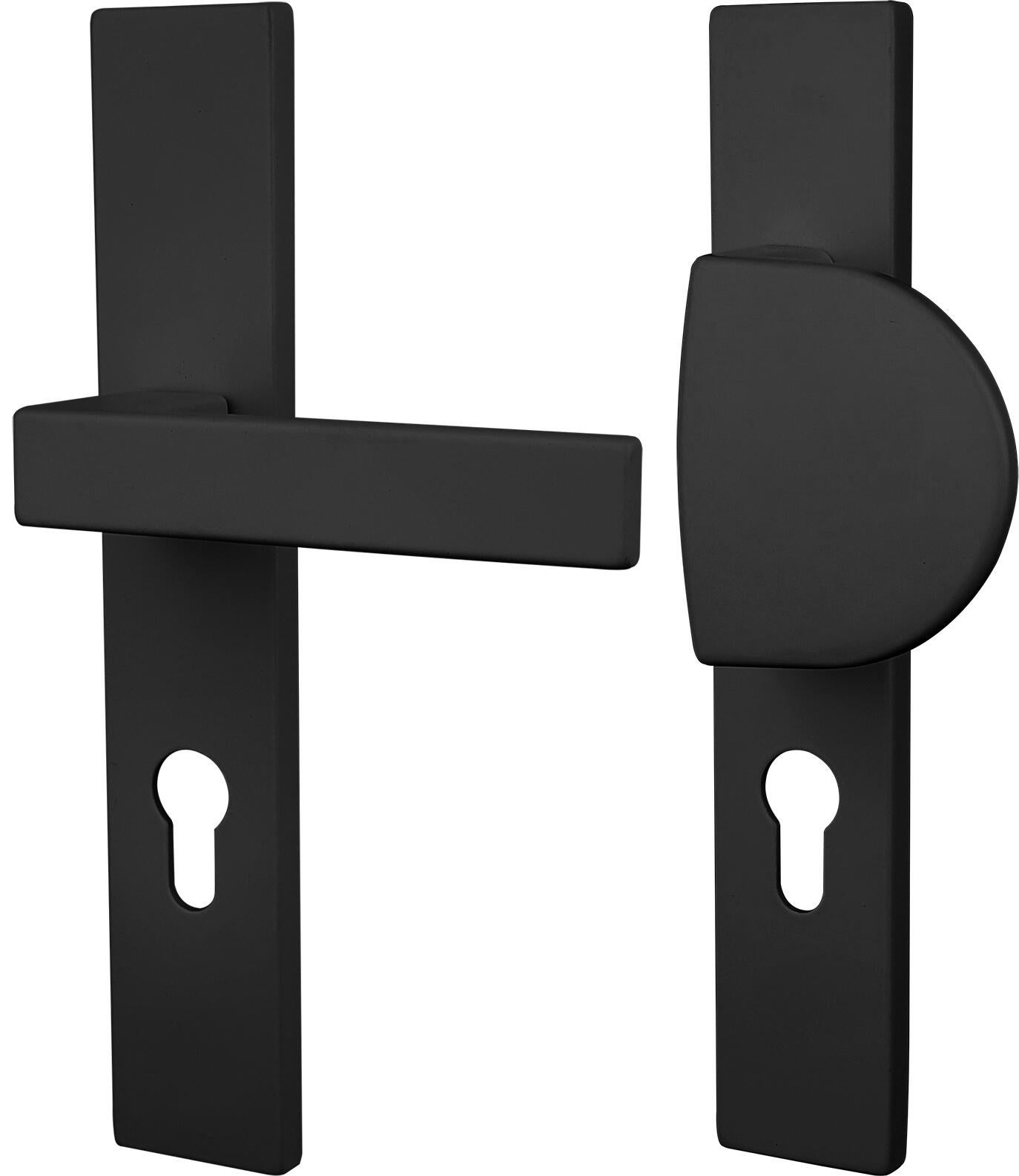 Poignée de porte sur plaque noire entraxe 195 mm Clé en en I LOFT  x 2 - 2