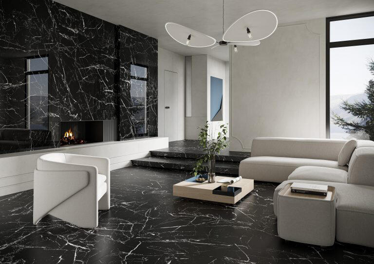 Carrelage sol intérieur effet marbre l.60 x L.120 cm -  Morocco Black poli - 5