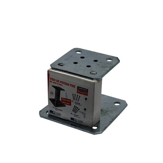 Pied de poteau fixe 100 x 100 mm + Kit de fixation 
