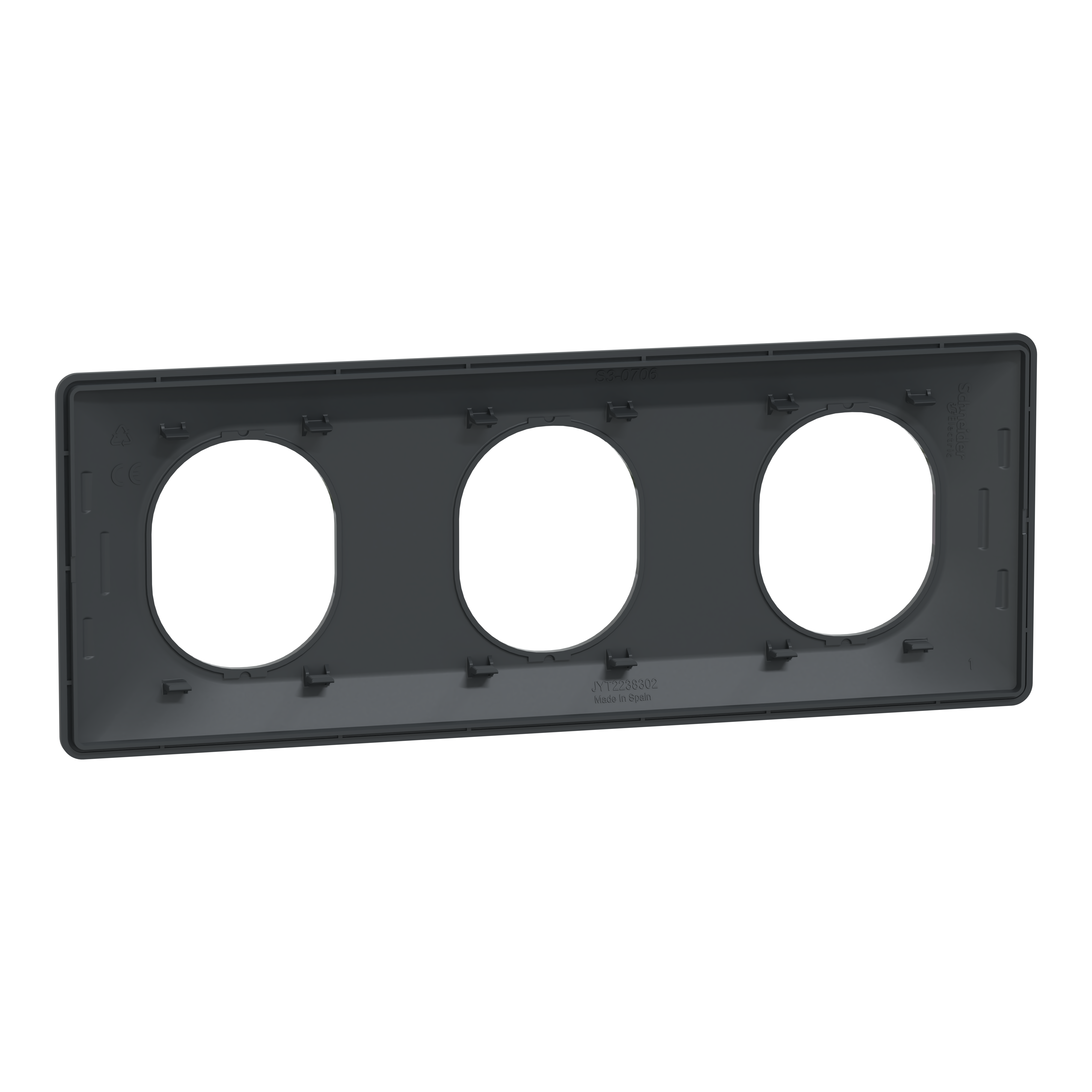 Plaque de finition 3 postes gris anthracite Ovalis - SCHNEIDER ELECTRIC - 6