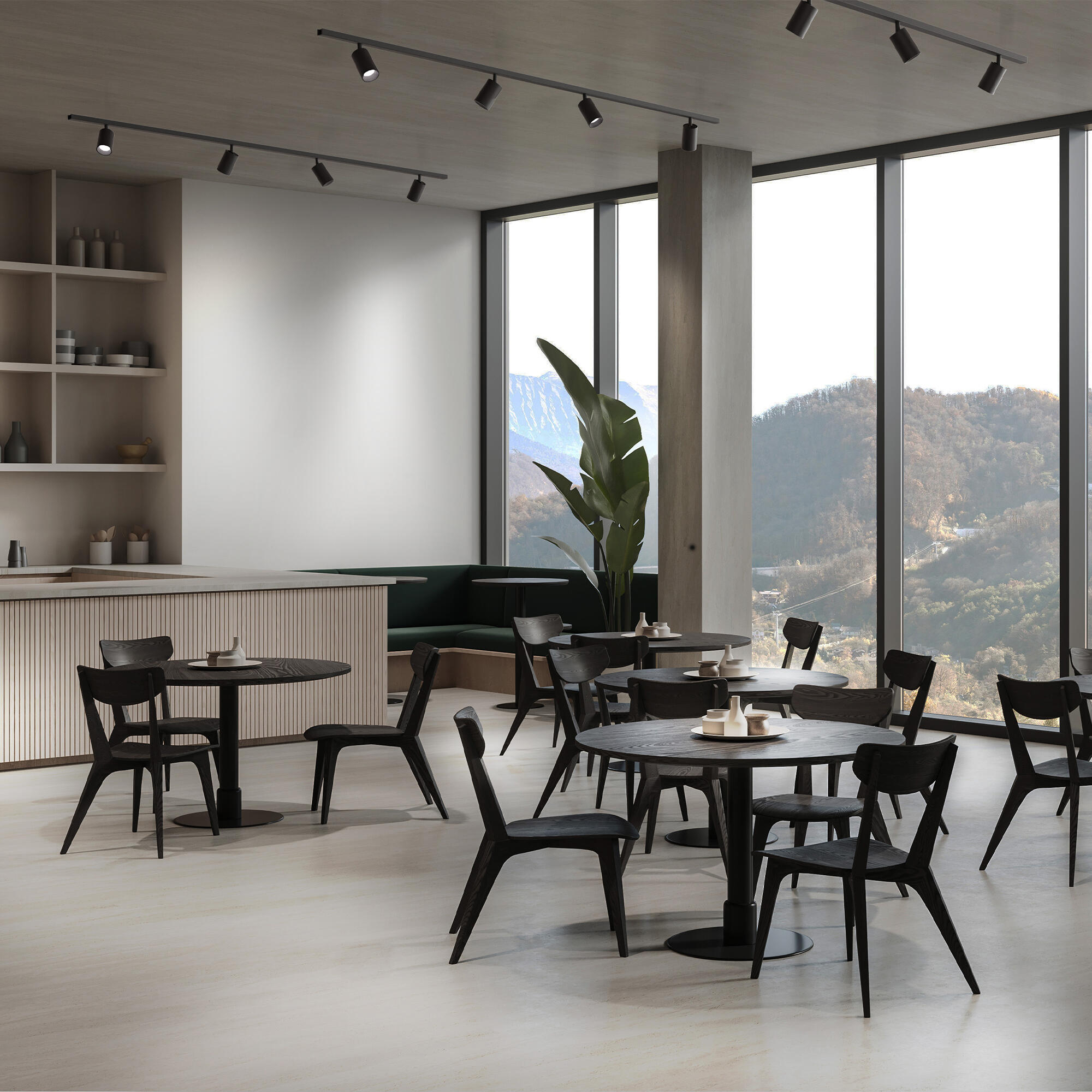 Kit rails, LED intégrée, aluminium noir, 500lm, 2 x 90cm, Warna, INSPIRE - 3