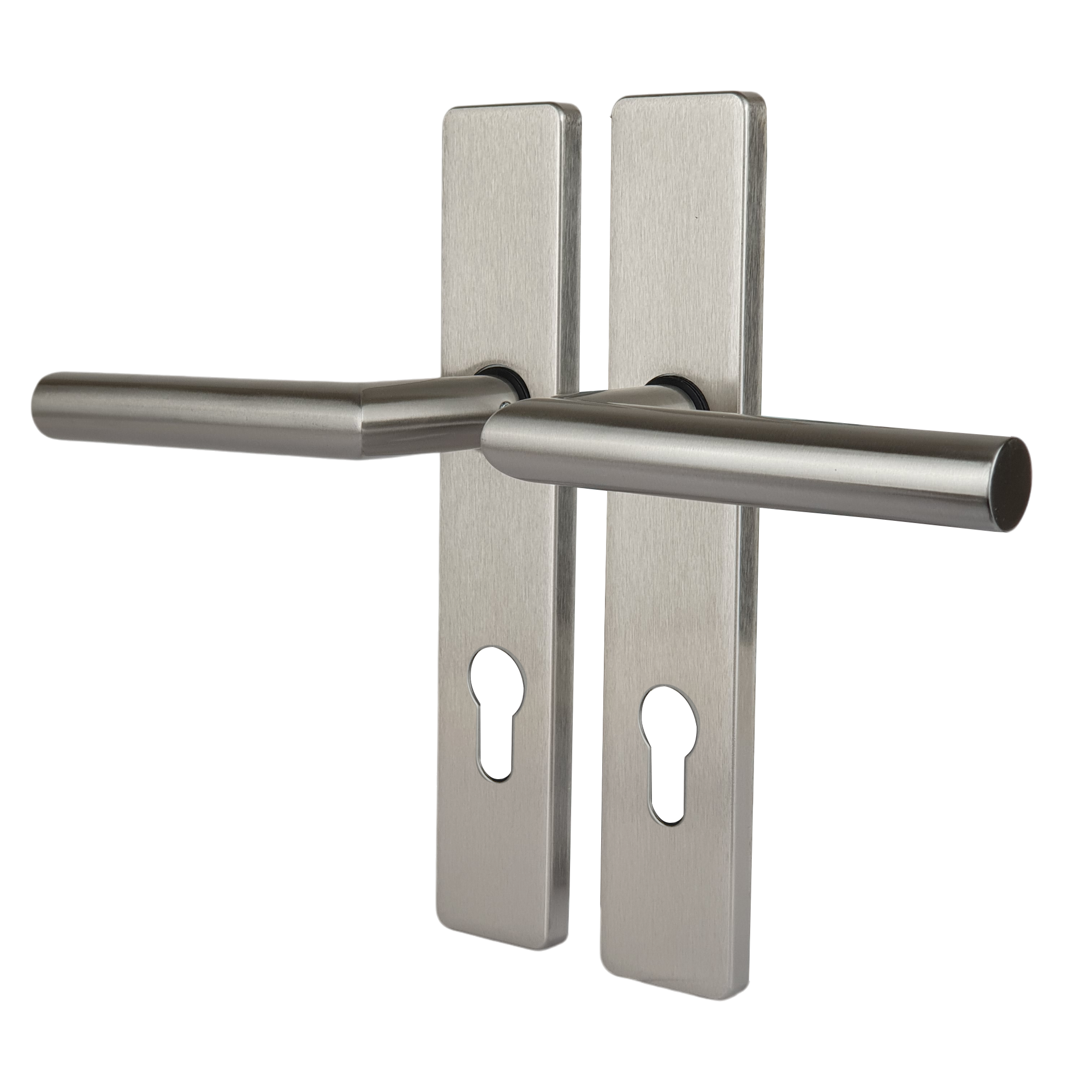 Poignée de porte sur plaque grise mat entraxe ajustable Clé en I EDISON DUALFIT x2 - 2