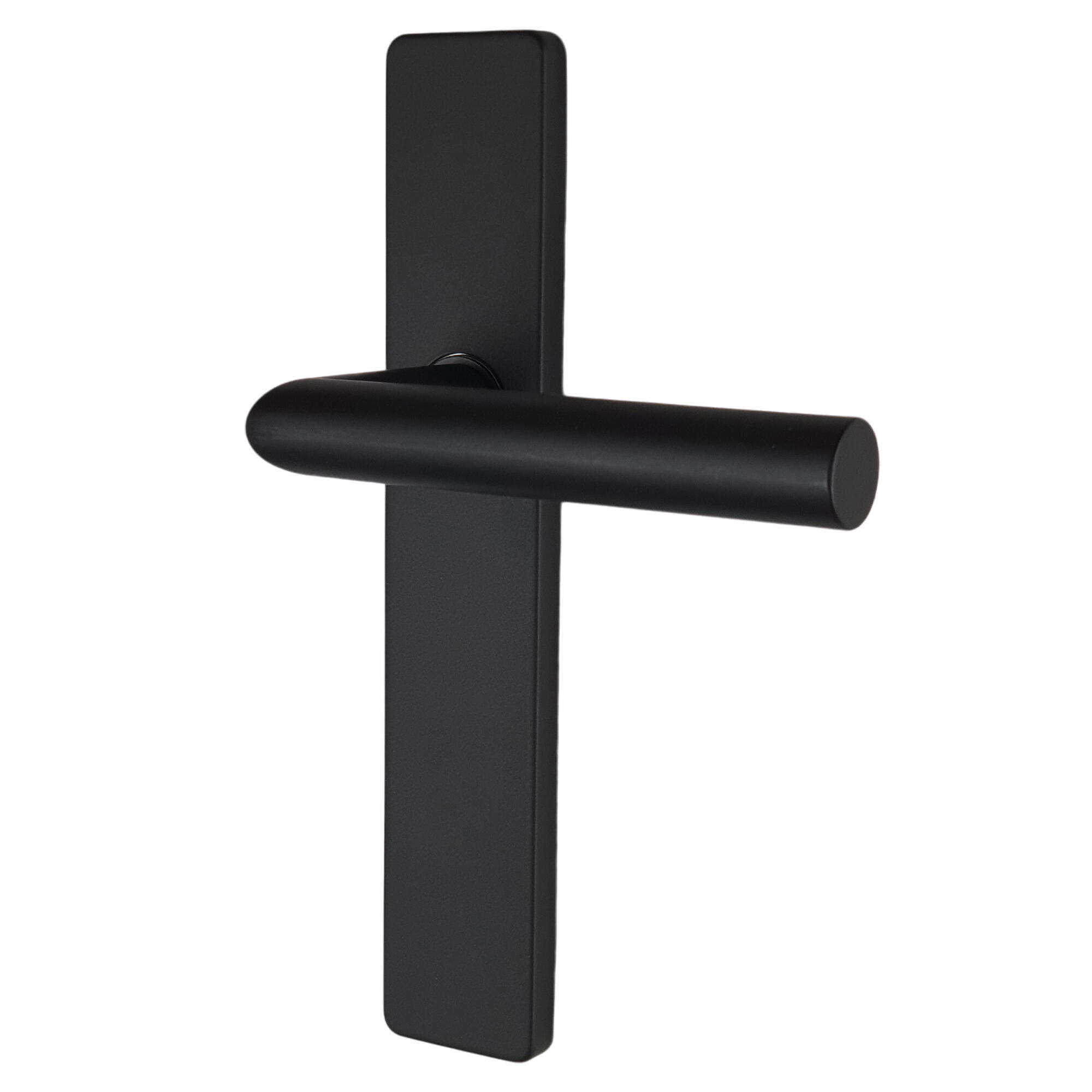 Poignée de porte sur plaque noire mat entraxe ajustable Bec de cane EDISON DUALFIT x2 - 4