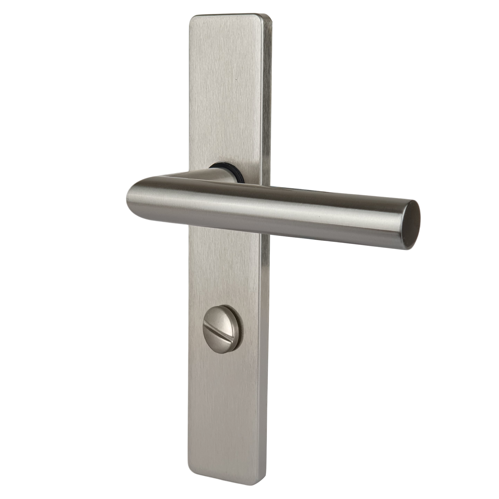 Poignée de porte sur plaque grise mat entraxe ajustable à condamnation EDISON DUALFIT x2 - 5
