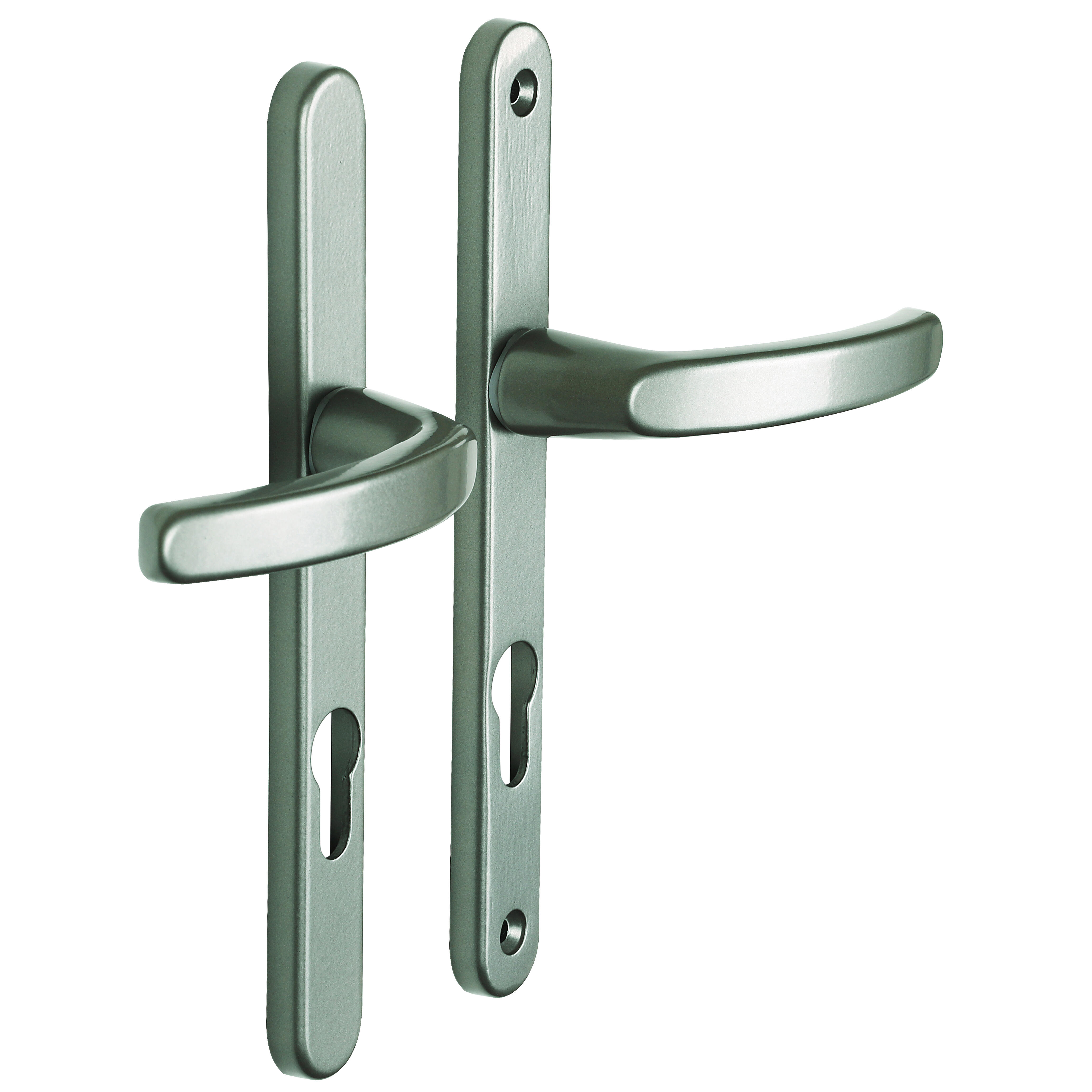 Poignée de porte sur plaque grise entraxe 195 mm Clé en I BEVERLY x2 - 2