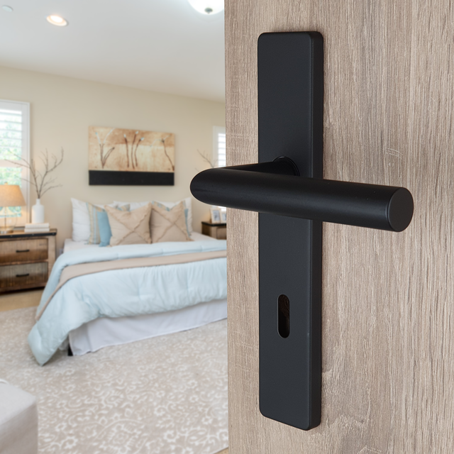 Poignée de porte noire entraxe ajustable Clé en L EDISON DUALFIT x2