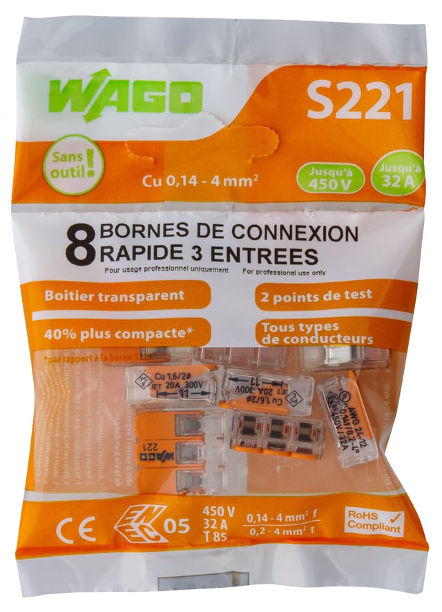Borne de connexion S221 3 entrées X8  - WAGO