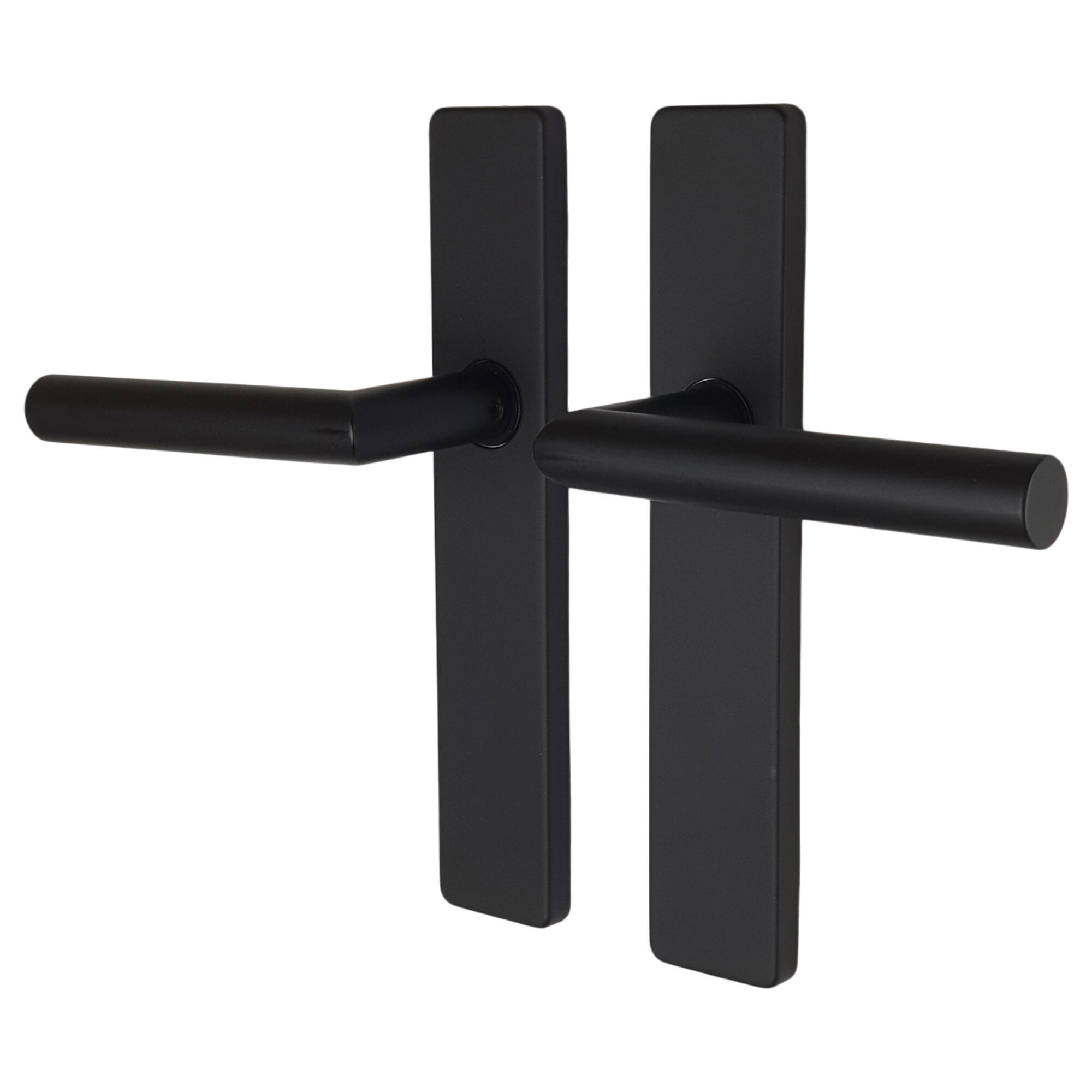 Poignée de porte sur plaque noire mat entraxe ajustable Bec de cane EDISON DUALFIT x2 - 3