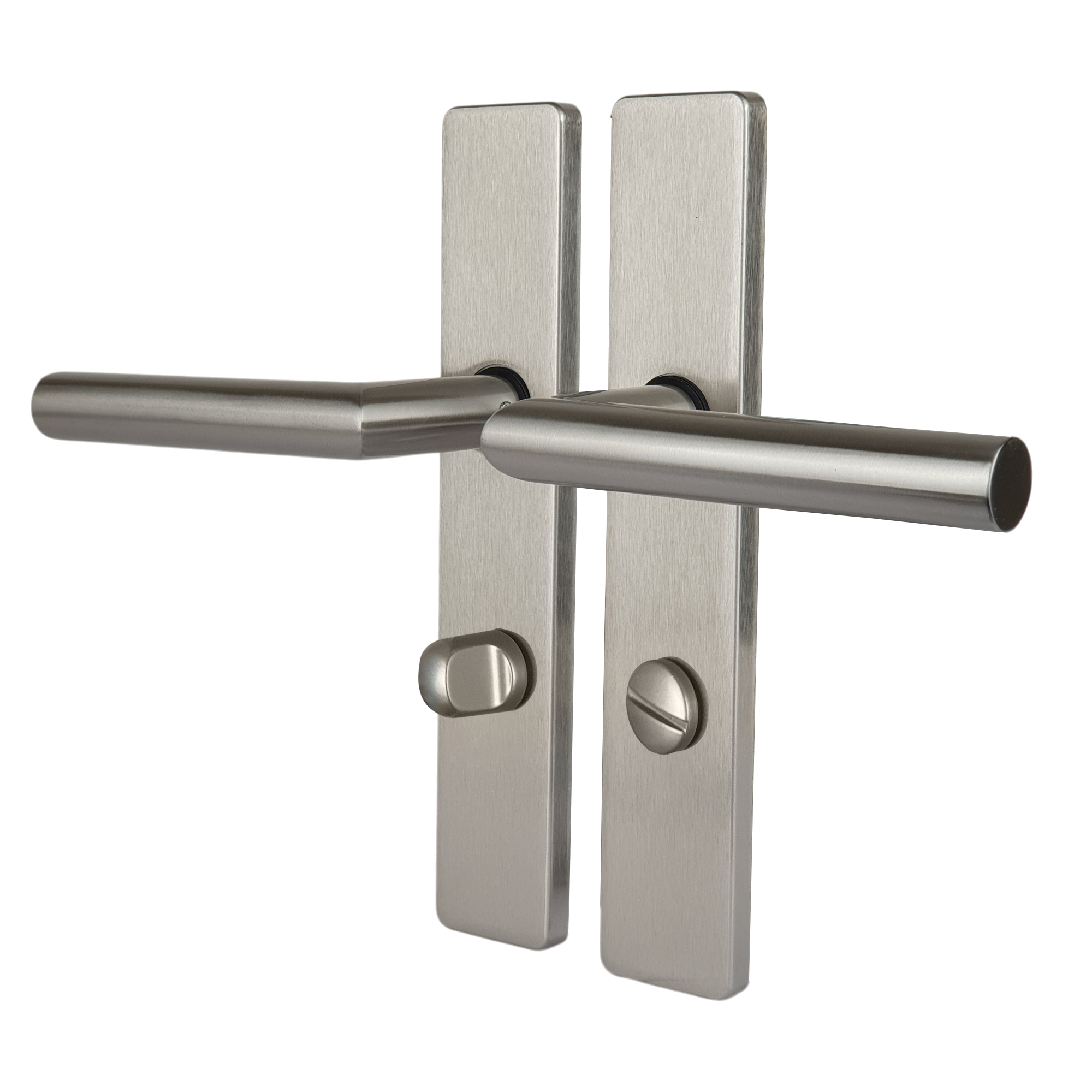 Poignée de porte sur plaque grise mat entraxe ajustable à condamnation EDISON DUALFIT x2 - 2