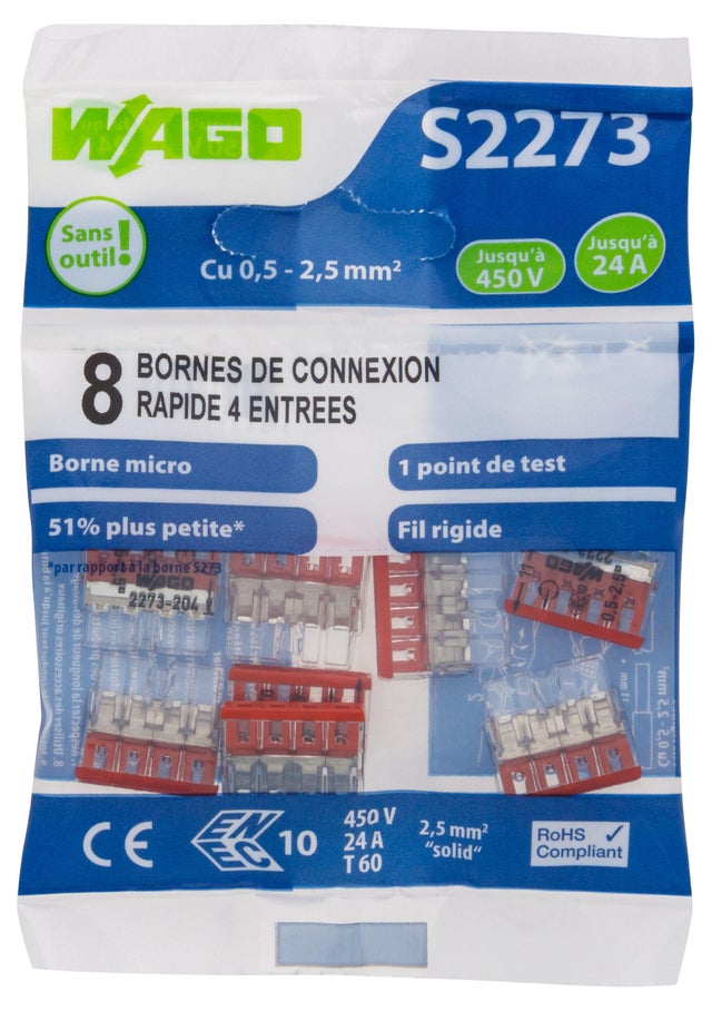 Borne de connexion S2273 4 entrées X8  - WAGO