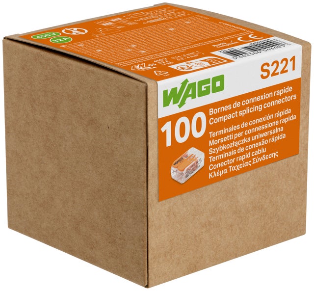 Borne de connexion S221 2 entrées boite de 100   - WAGO
