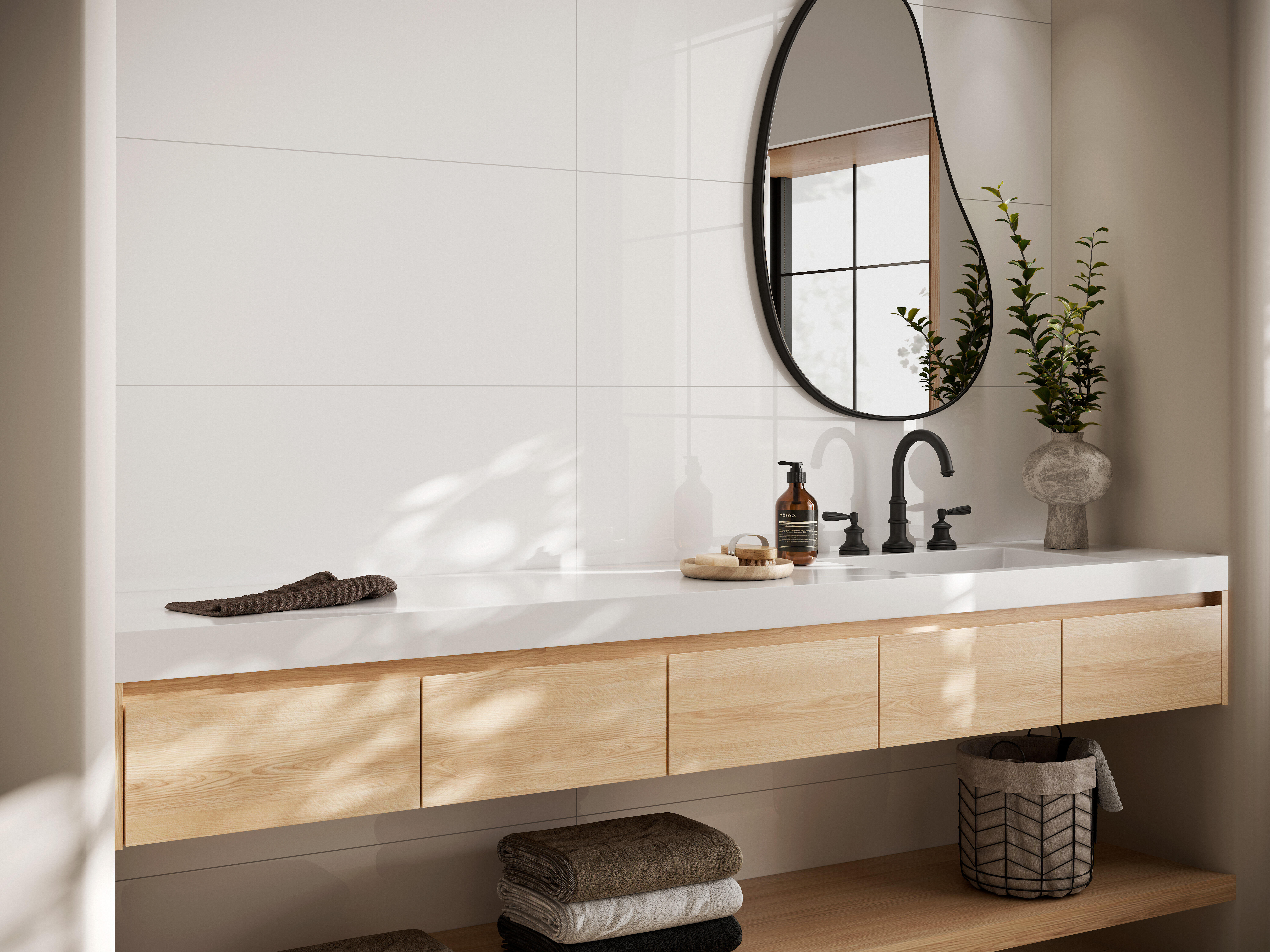 Azulejo cerámico efecto blanco brillo 40x120 cm artens