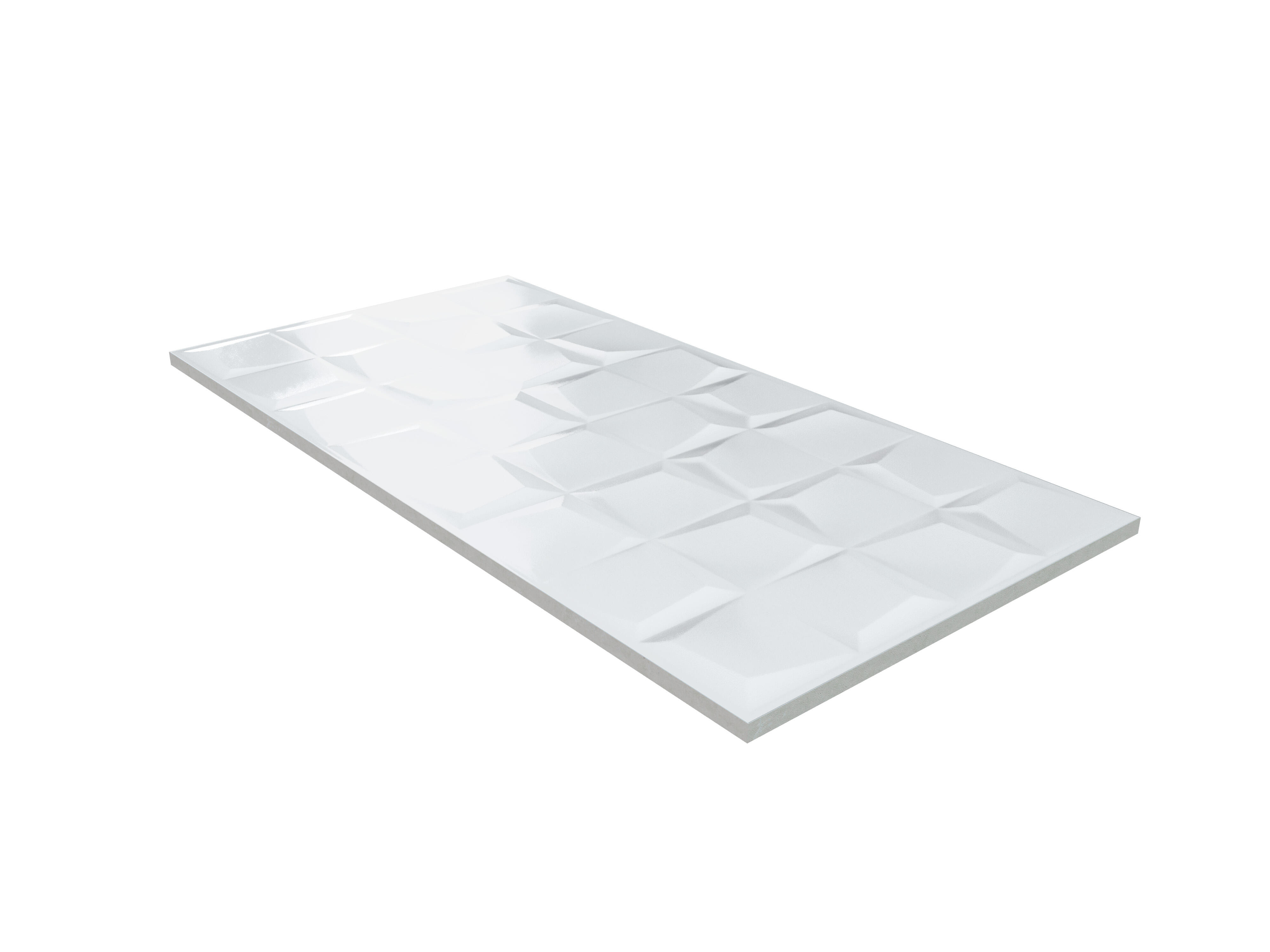 Azulejo cerámico Kubik efecto relieve blanco brillo 30x60 cm - 2