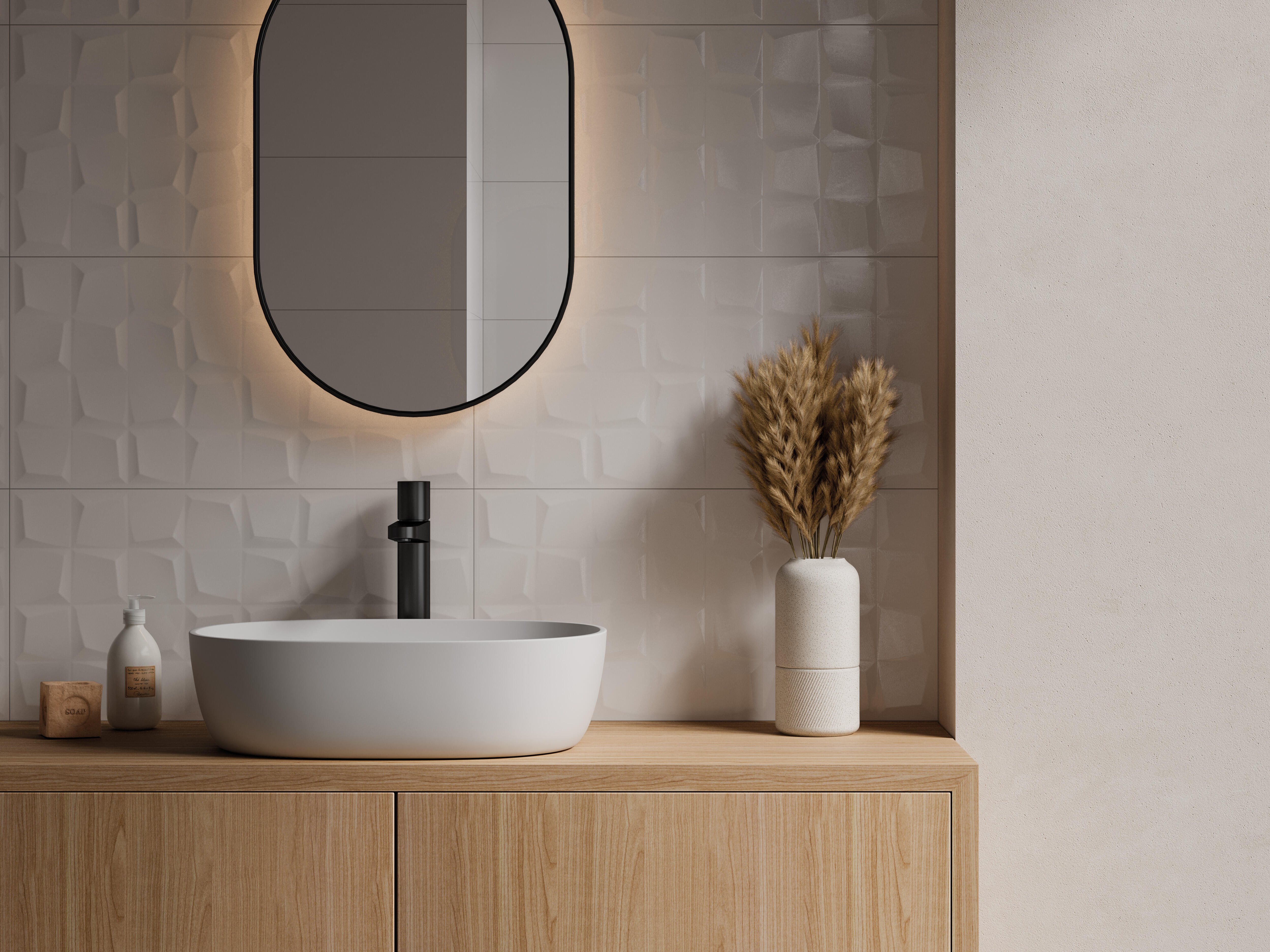 Azulejo cerámico Kubik efecto relieve blanco brillo 30x60 cm - 4