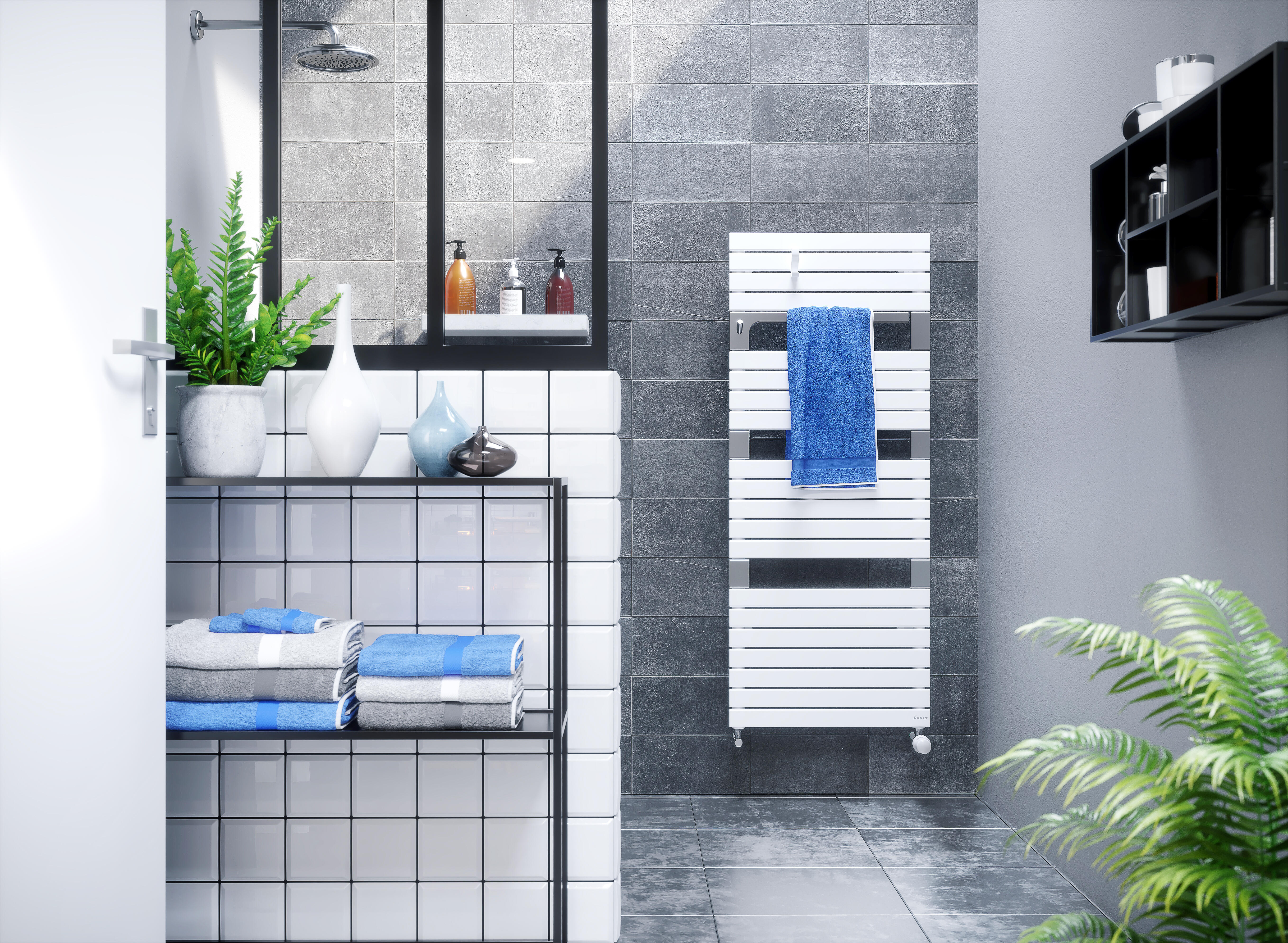 Sèche-serviettes à eau chaude eau chaude SAUTER, 715 W, H.135 x l.55 cm Asama bl - 2