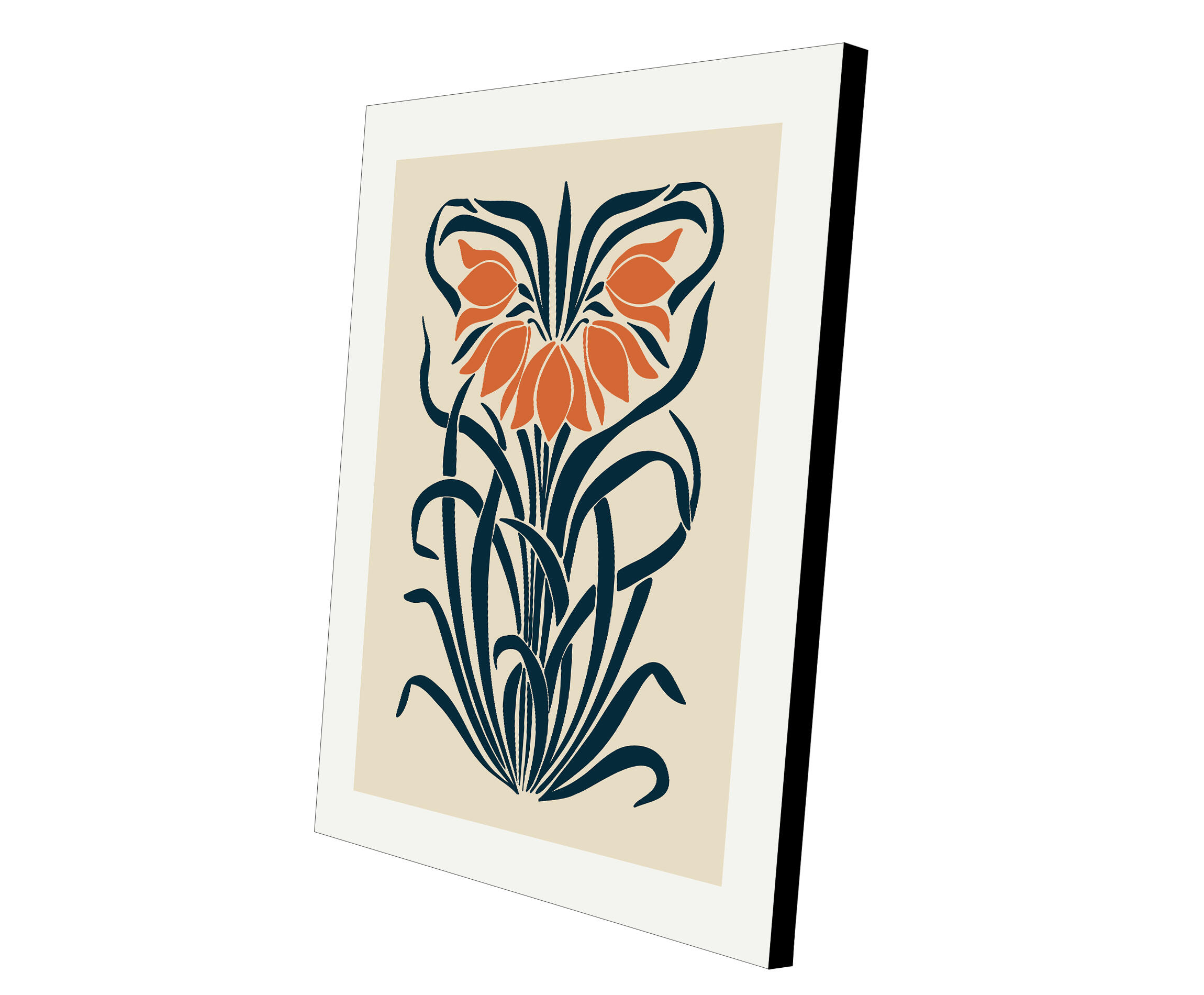 Pintura impresa sin marco Botánico rectangular de 40 x 50 cm. MDF Botánico floral retro pasteles cálidos - 5