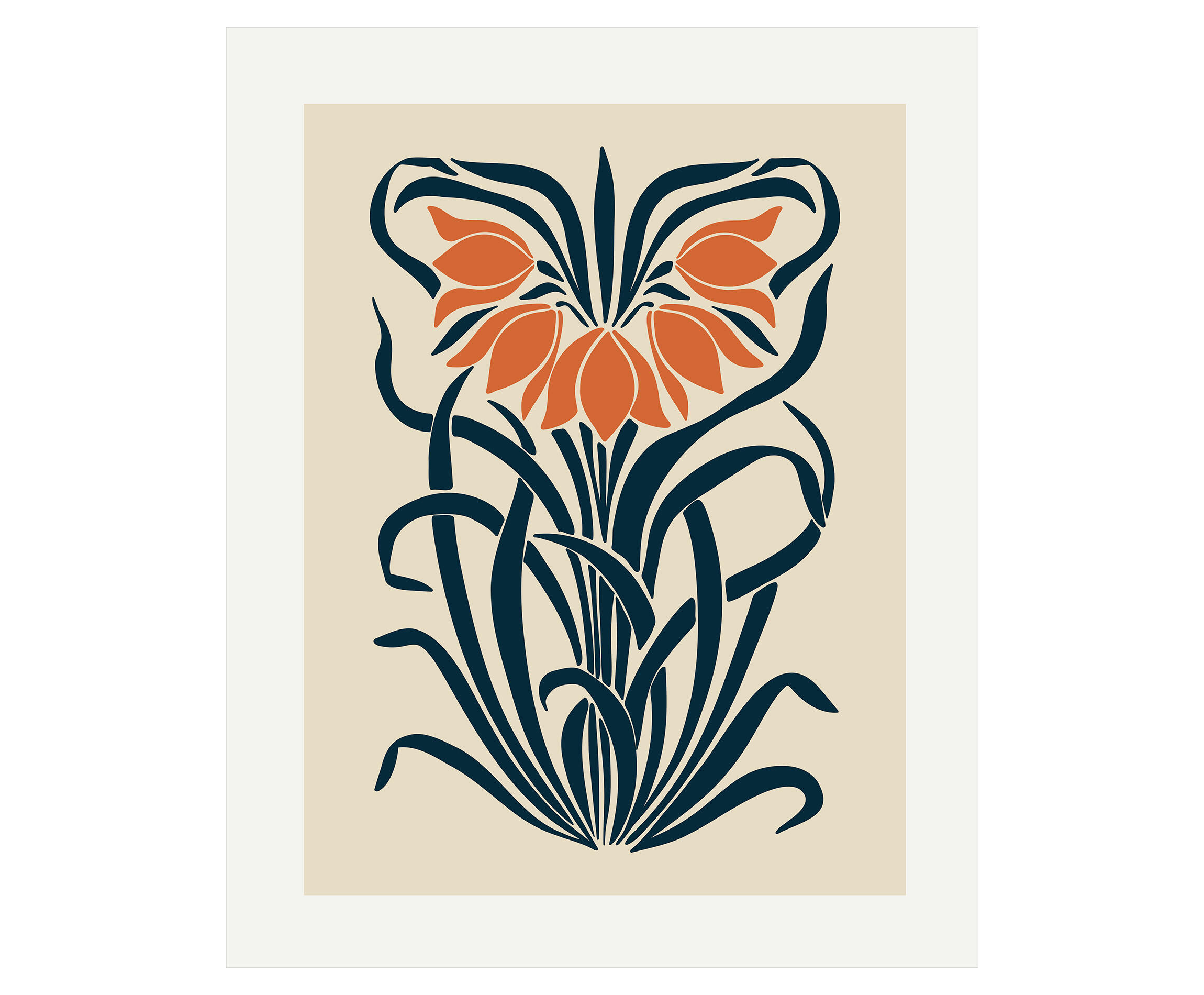 Pintura impresa sin marco Botánico rectangular de 40 x 50 cm. MDF Botánico floral retro pasteles cálidos - 2