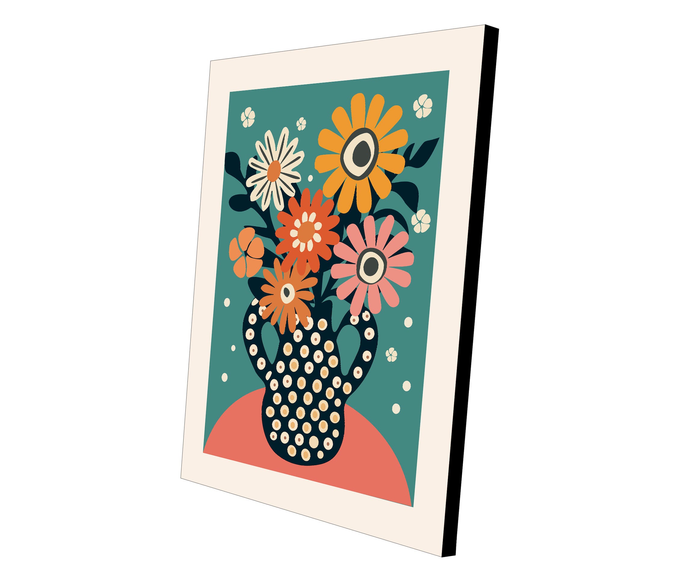 Pintura impresa sin marco Botánico rectangular de 40 x 50 cm. MDF Floral Retro pasteles cálidos - 5