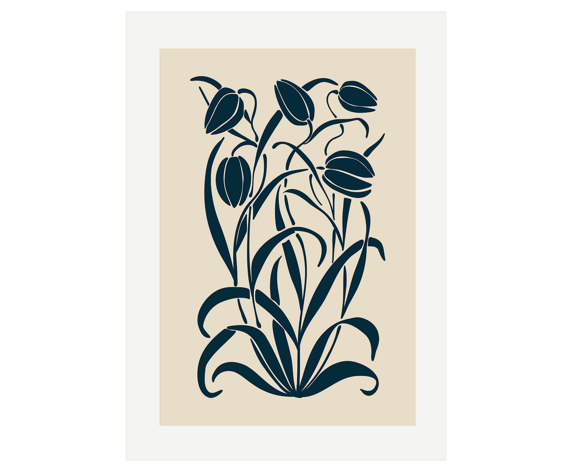 Pintura impresa sin marco Botánico rectangular de 50 x 70 cm. MDF Botánico Floral Retro pasteles cálidos - 2