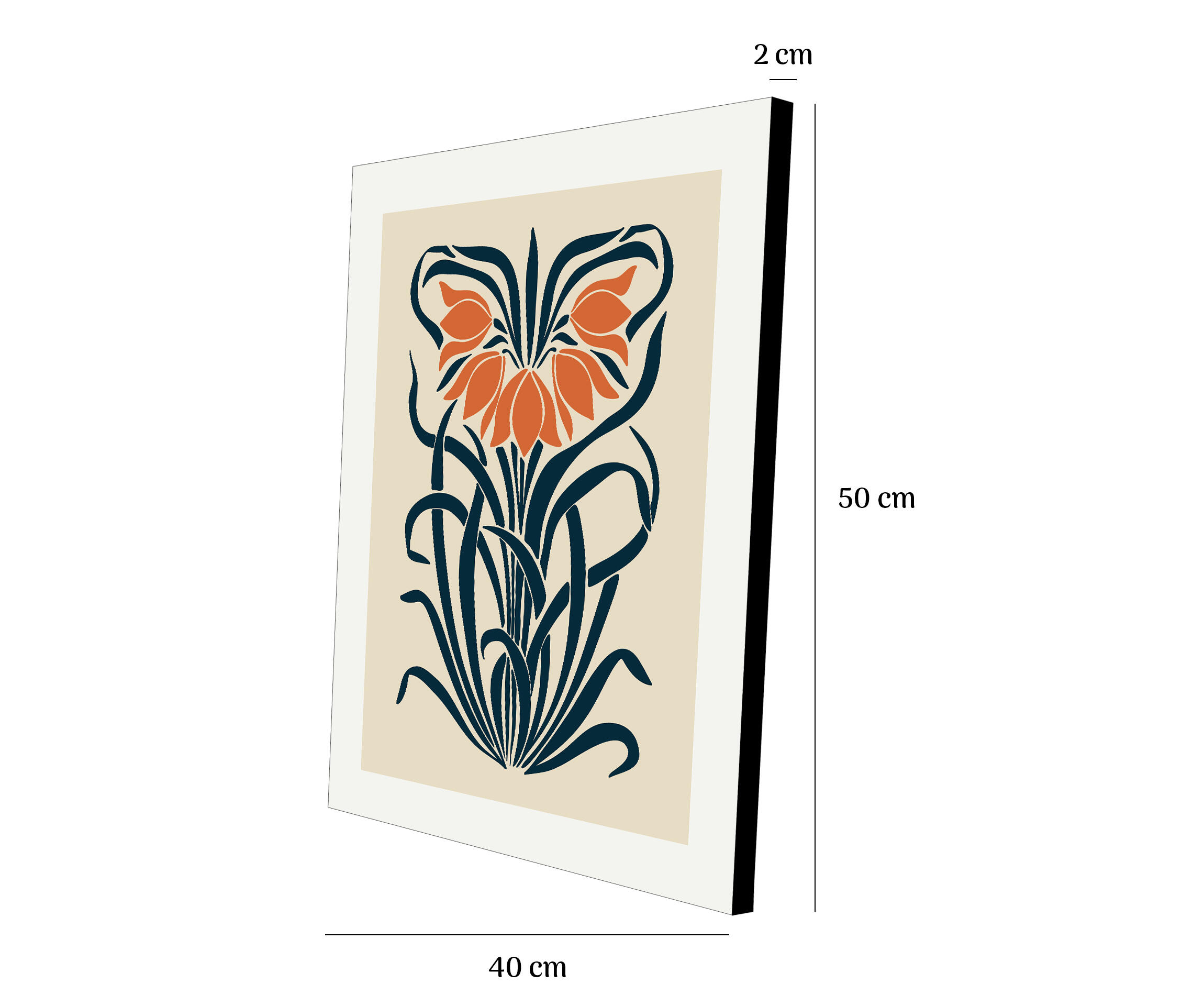 Pintura impresa sin marco Botánico rectangular de 40 x 50 cm. MDF Botánico floral retro pasteles cálidos - 3