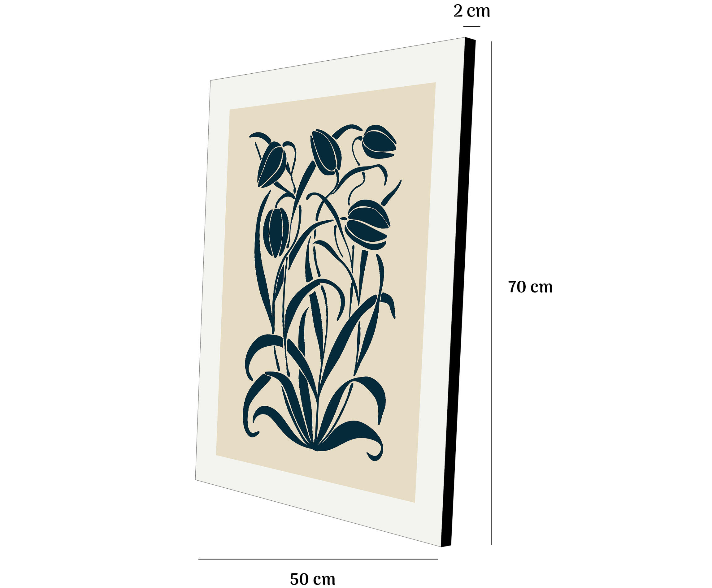 Pintura impresa sin marco Botánico rectangular de 50 x 70 cm. MDF Botánico Floral Retro pasteles cálidos - 3