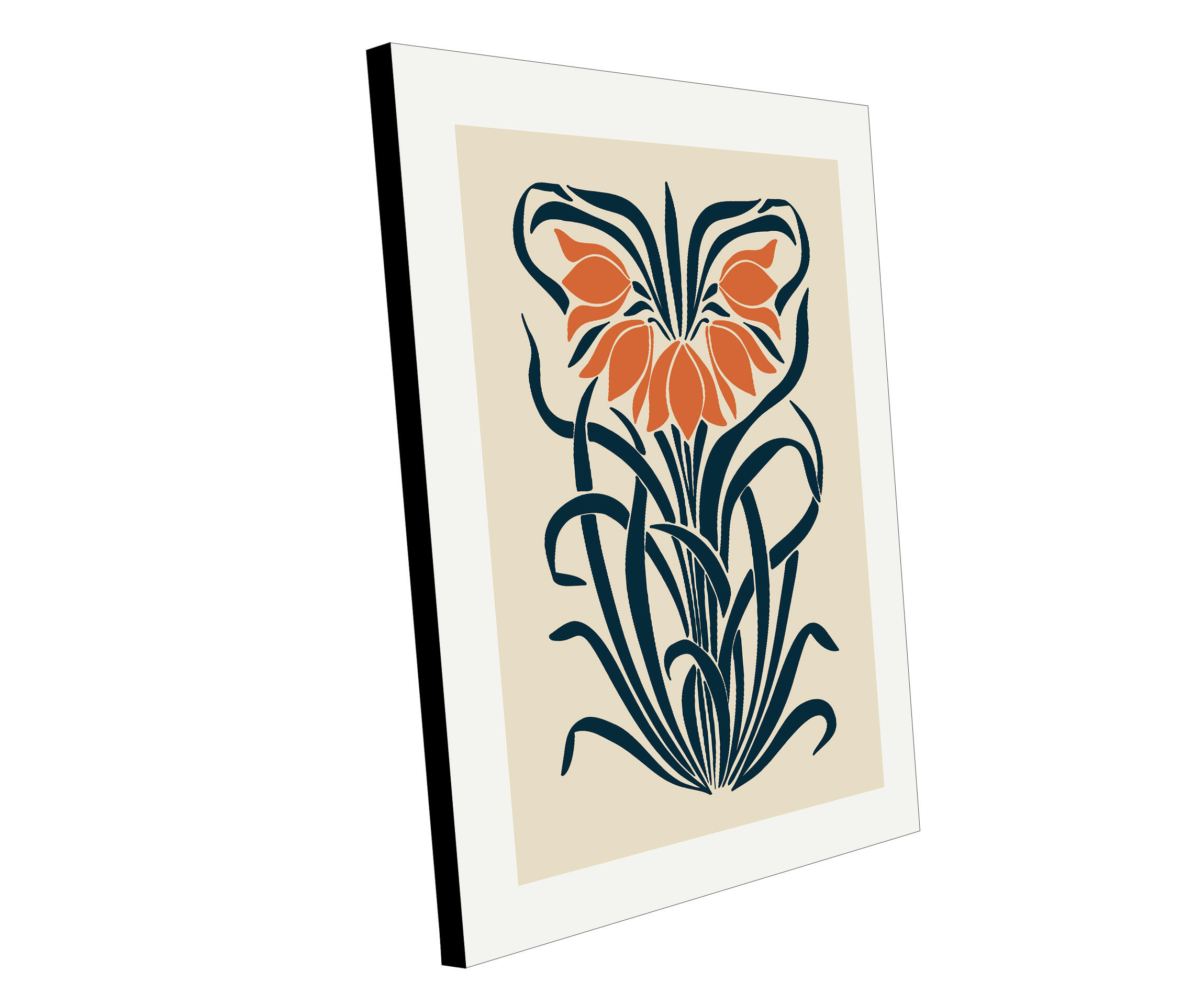 Pintura impresa sin marco Botánico rectangular de 40 x 50 cm. MDF Botánico floral retro pasteles cálidos - 4