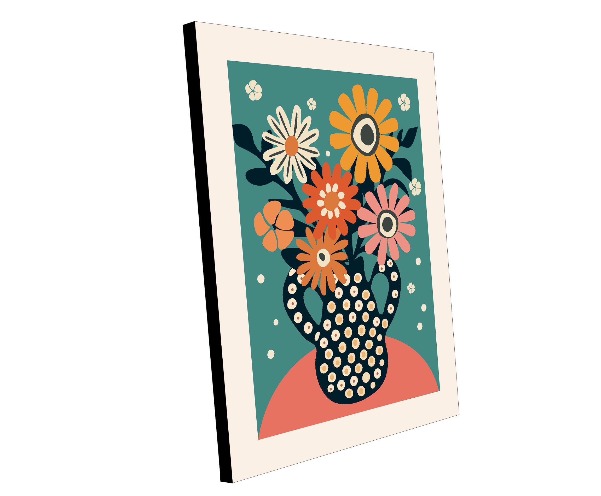 Pintura impresa sin marco Botánico rectangular de 40 x 50 cm. MDF Floral Retro pasteles cálidos - 4