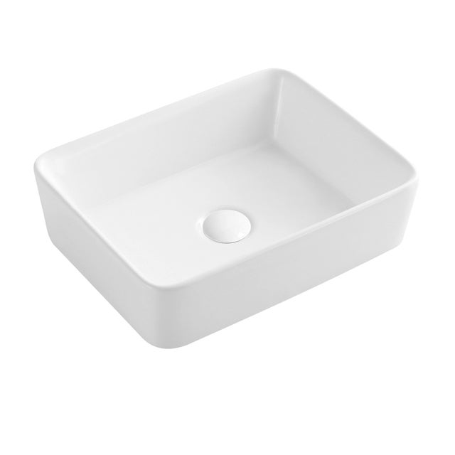 Lavabo da appoggio Ambient IDRO BRIC rettangolare in ceramica L 48 x H 13 x P 37 cm bianco piletta inclusa