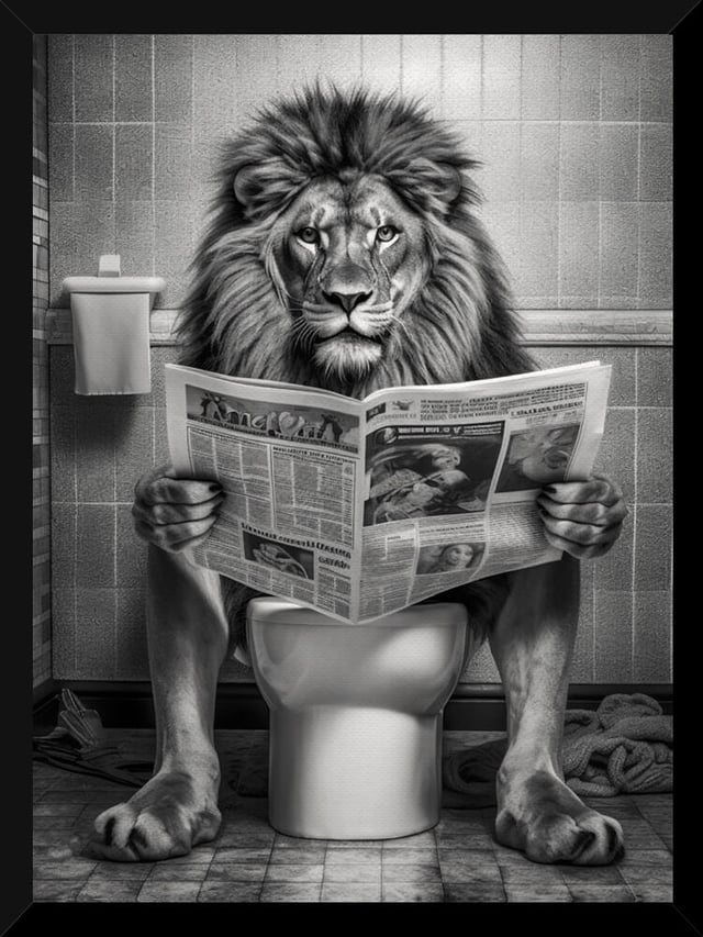 Stampa incorniciata Cornice con stampa Leone Bath nero 33 x 43 cm