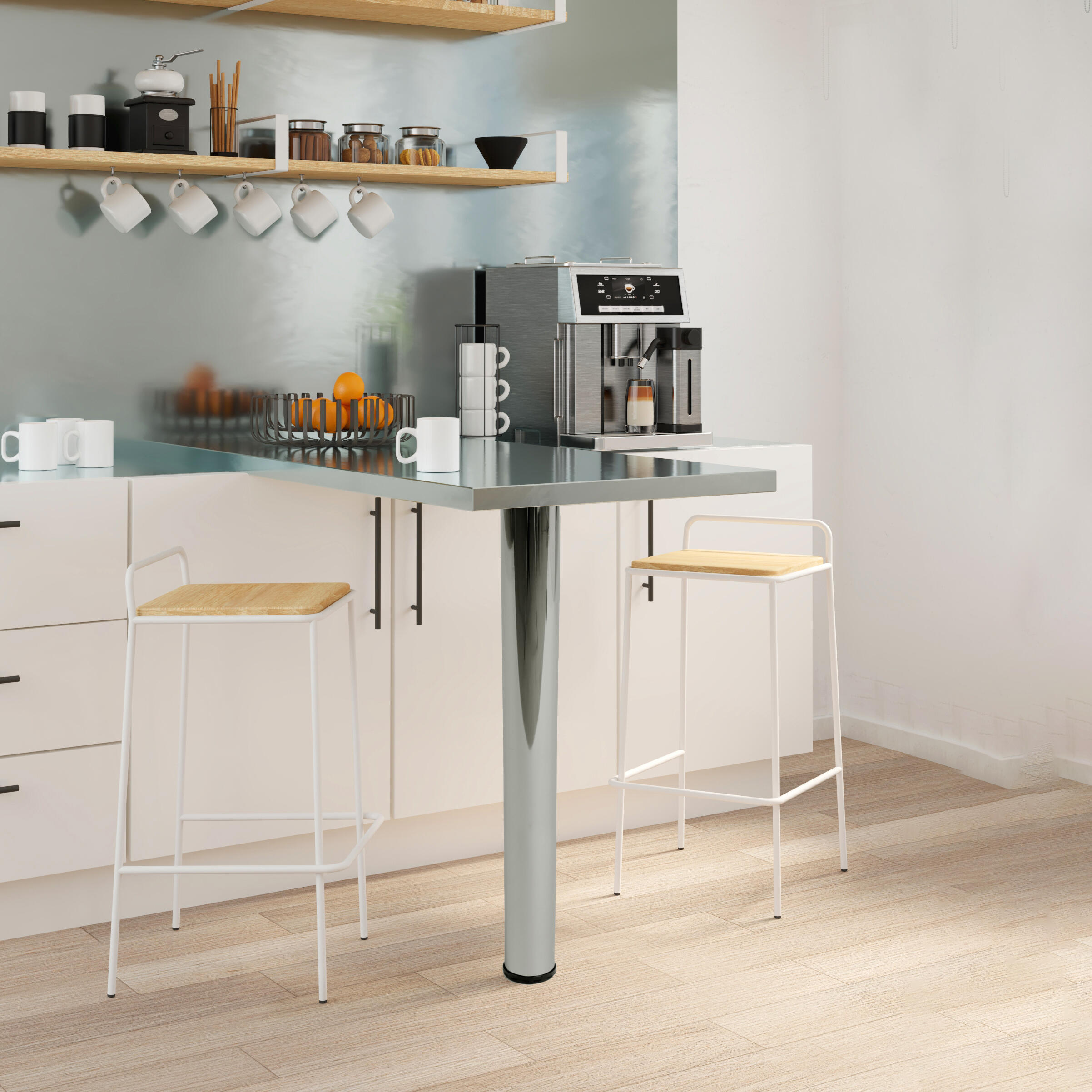 Gamba per mobili regolabile REI 2-406G.811.21 in acciaio cromato lucido ø 8 x H 110 cm - 2