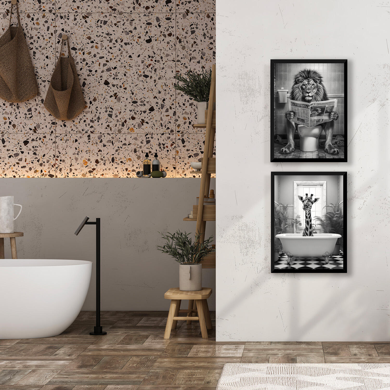 Stampa incorniciata Cornice con stampa Leone Bath nero 33 x 43 cm - 2