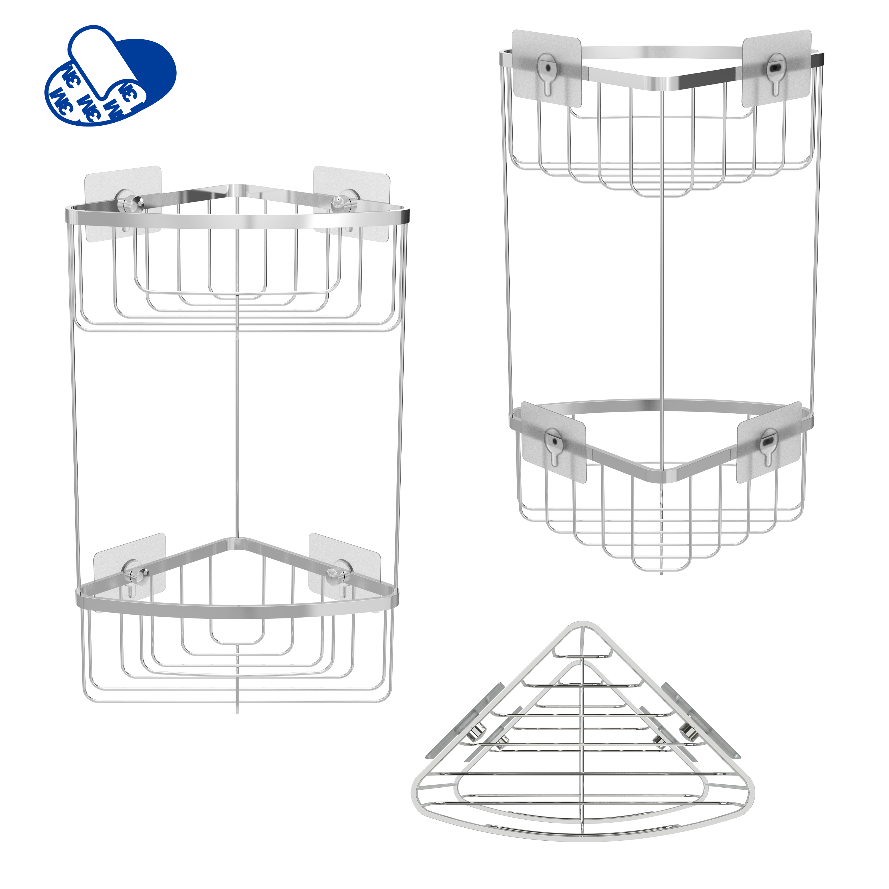 Cesto de duche canto duplo cromado Essential Sensea - 2