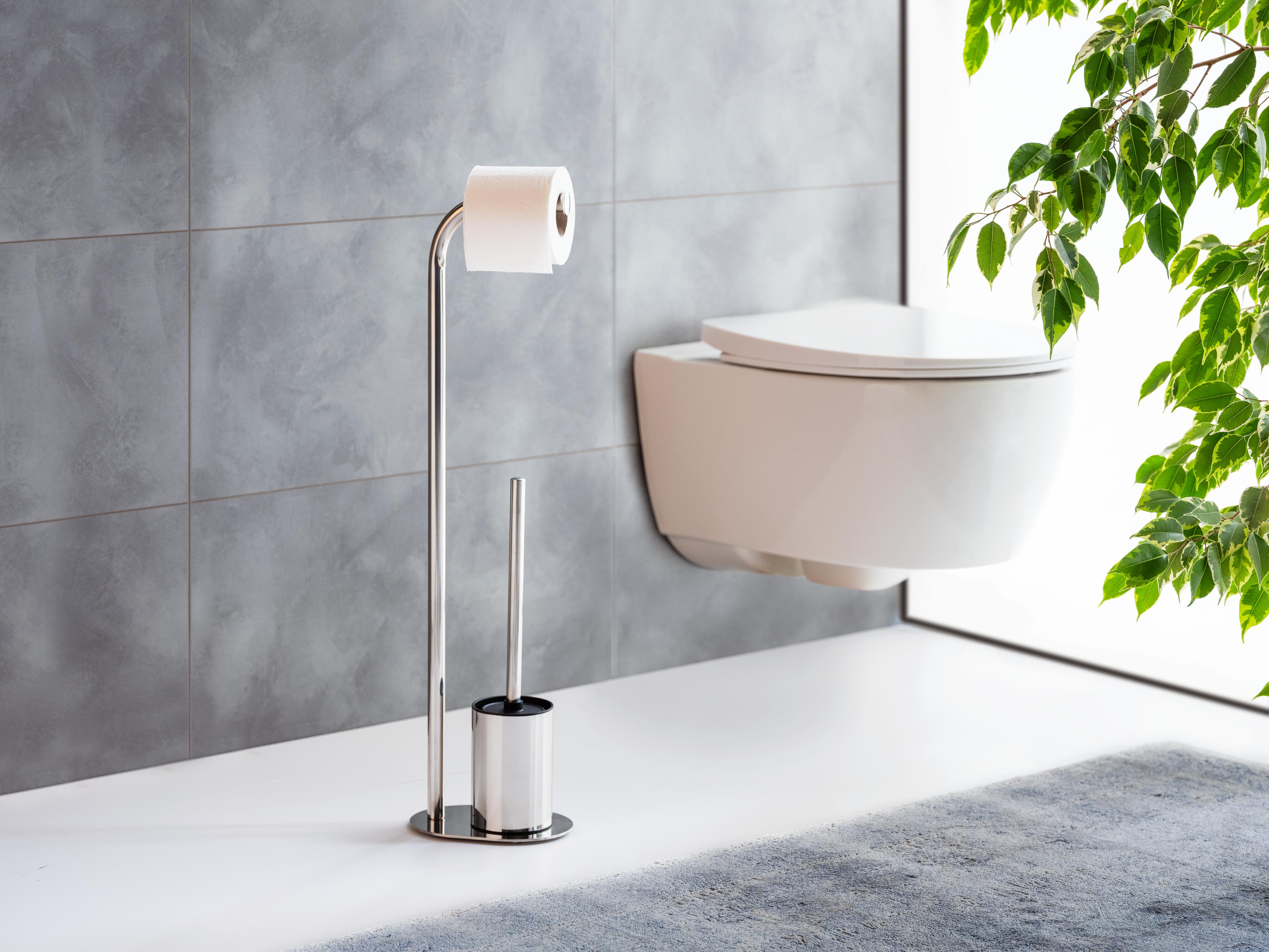 Piantana porta rotolo e porta scopino wc Piantana porta rotolo e porta scopino wc naturale - 3