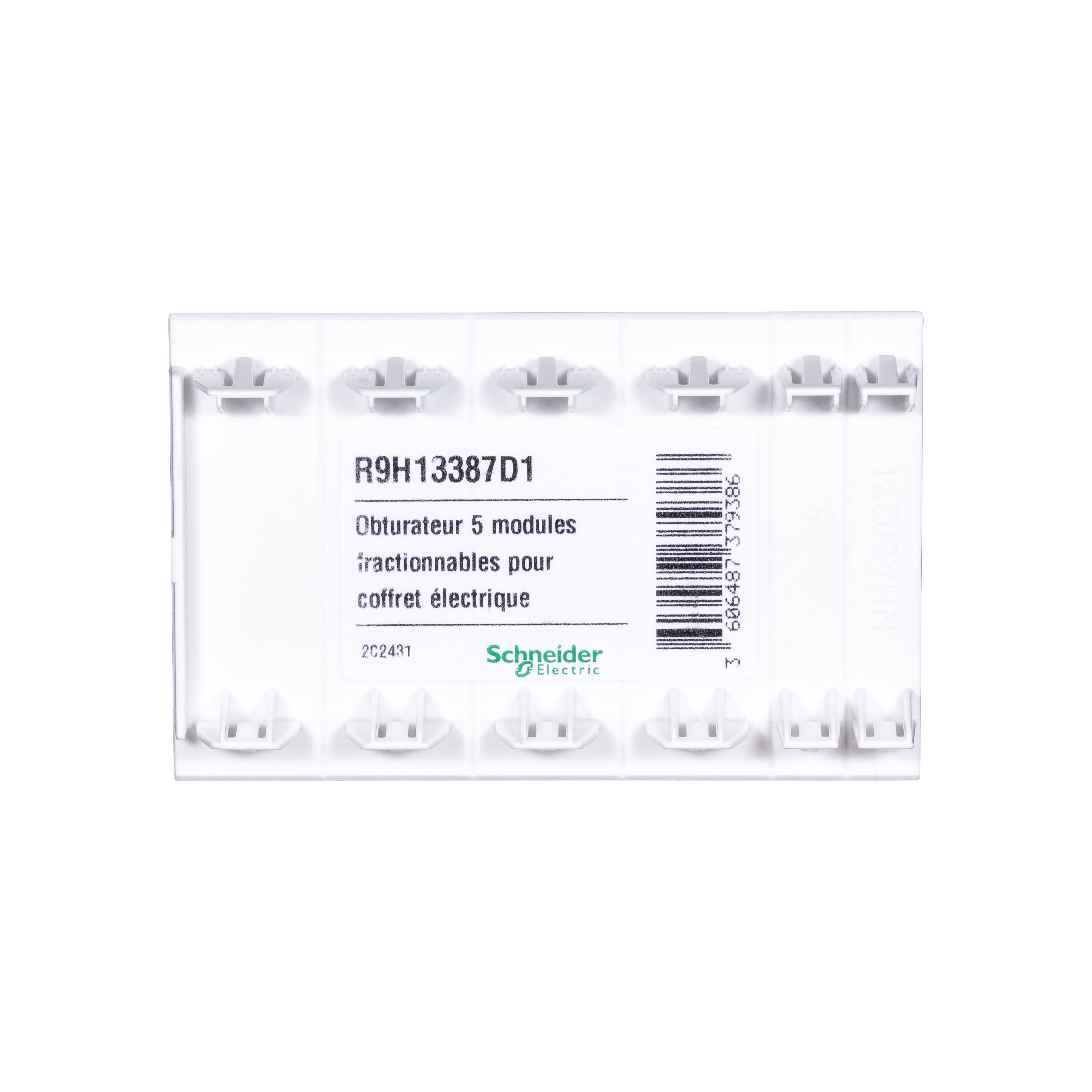 Obturateur de 5 modules fractionnables Resi9, SCHNEIDER ELECTRIC, blanc - 3