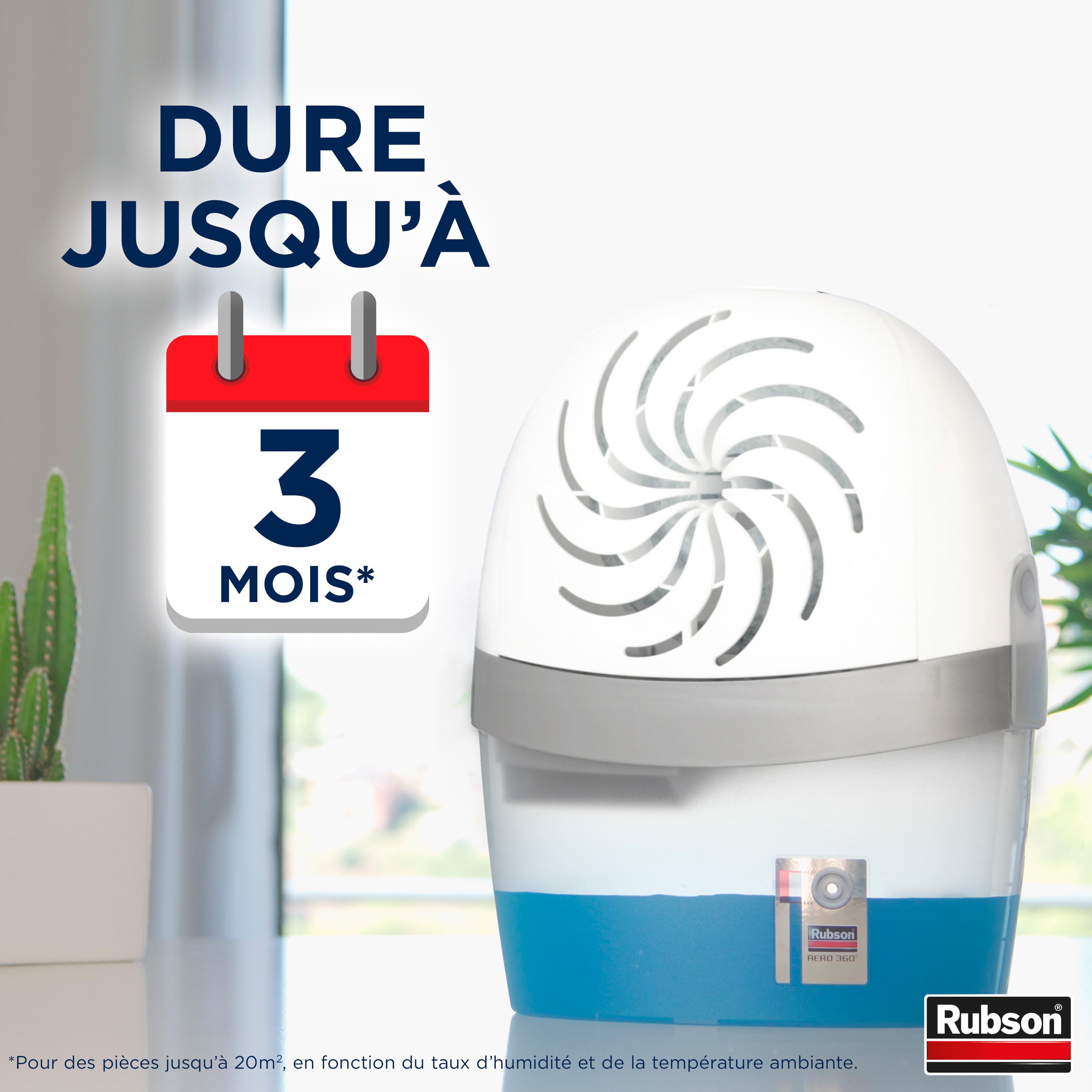 Lot de 4 recharges tablette pour absorbeur d'humidité RUBSON Aéro 360°pure 20 m² - 4