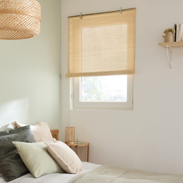 Store enrouleur tamisant Bambou santra naturel, l.90 x H.180 cm