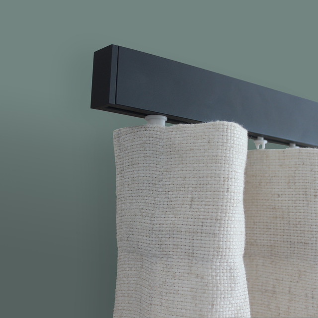 Kit de rail à rideaux aluminium Haupta noir, 200 cm