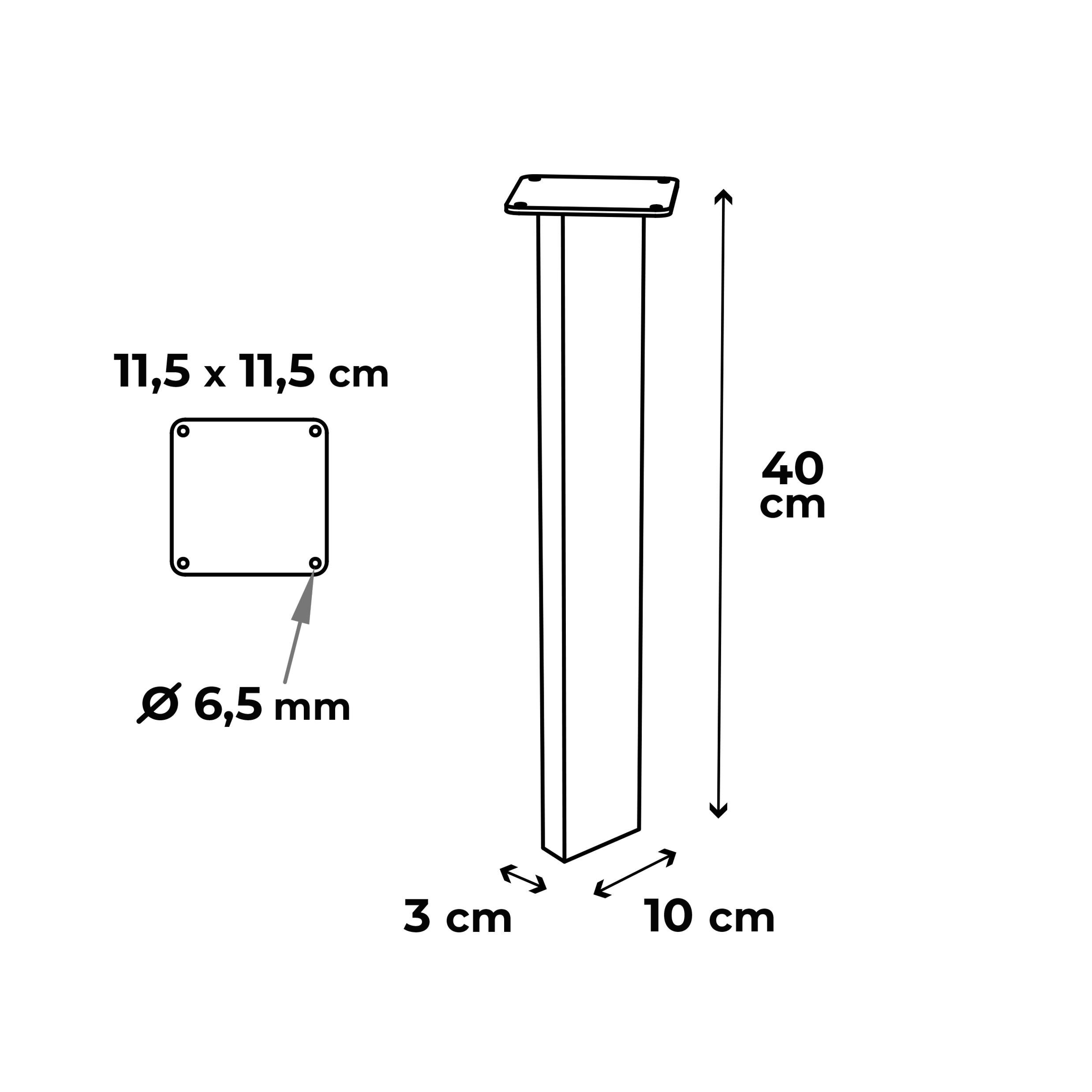 Gamba per mobili REI 2-901.400.18P in acciaio nero opaco  P 3 x H 40 cm - 4