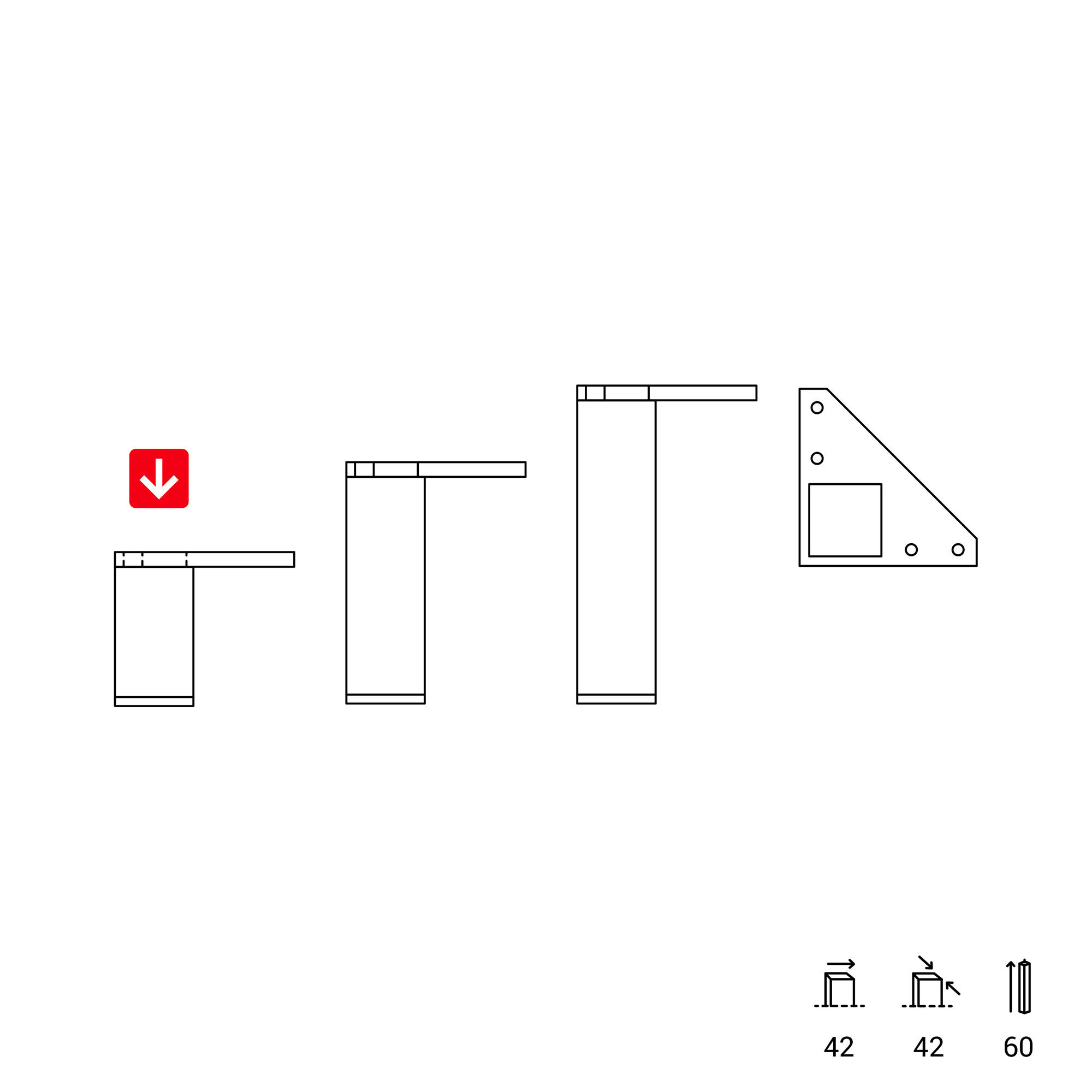 Pé quadrado para esquina abs 4,2x4,2x6 cm branco - 7