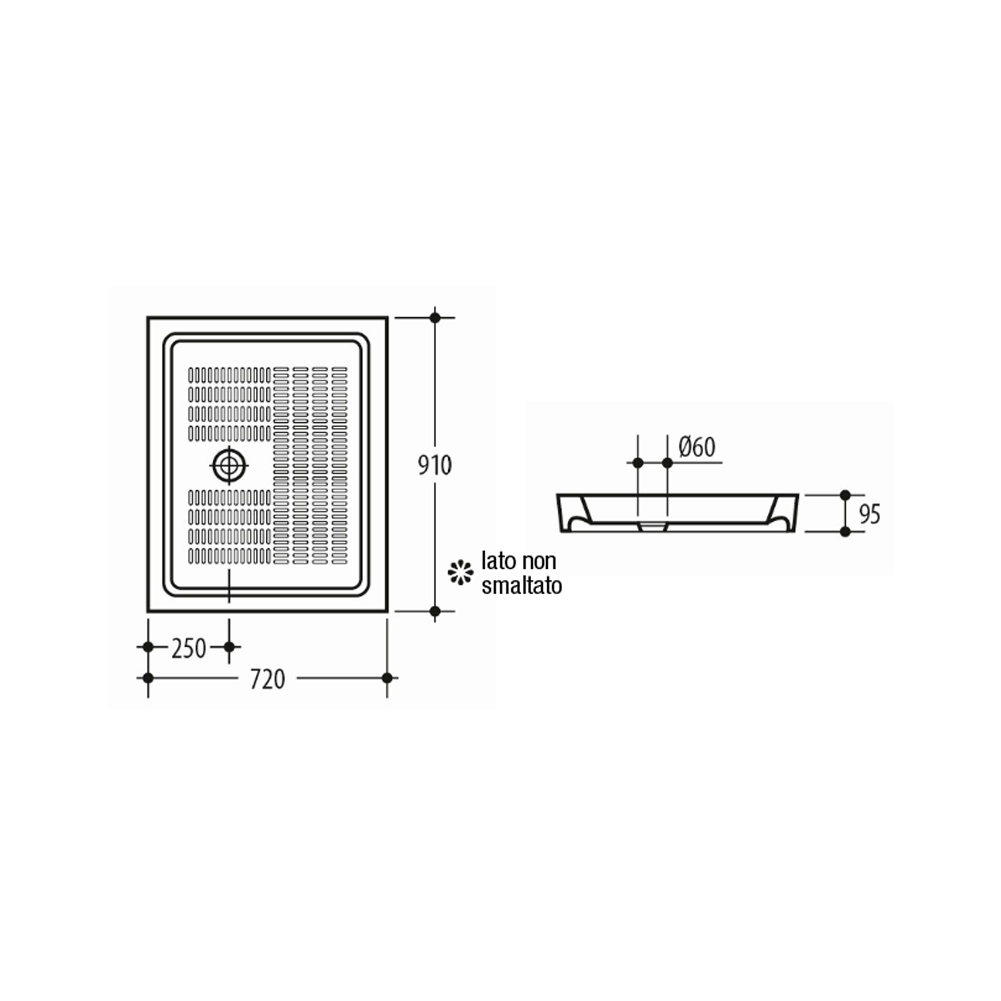 Piatto doccia in ceramica Era bianco L 72 x L 90 x H 9 cm lucido - 3
