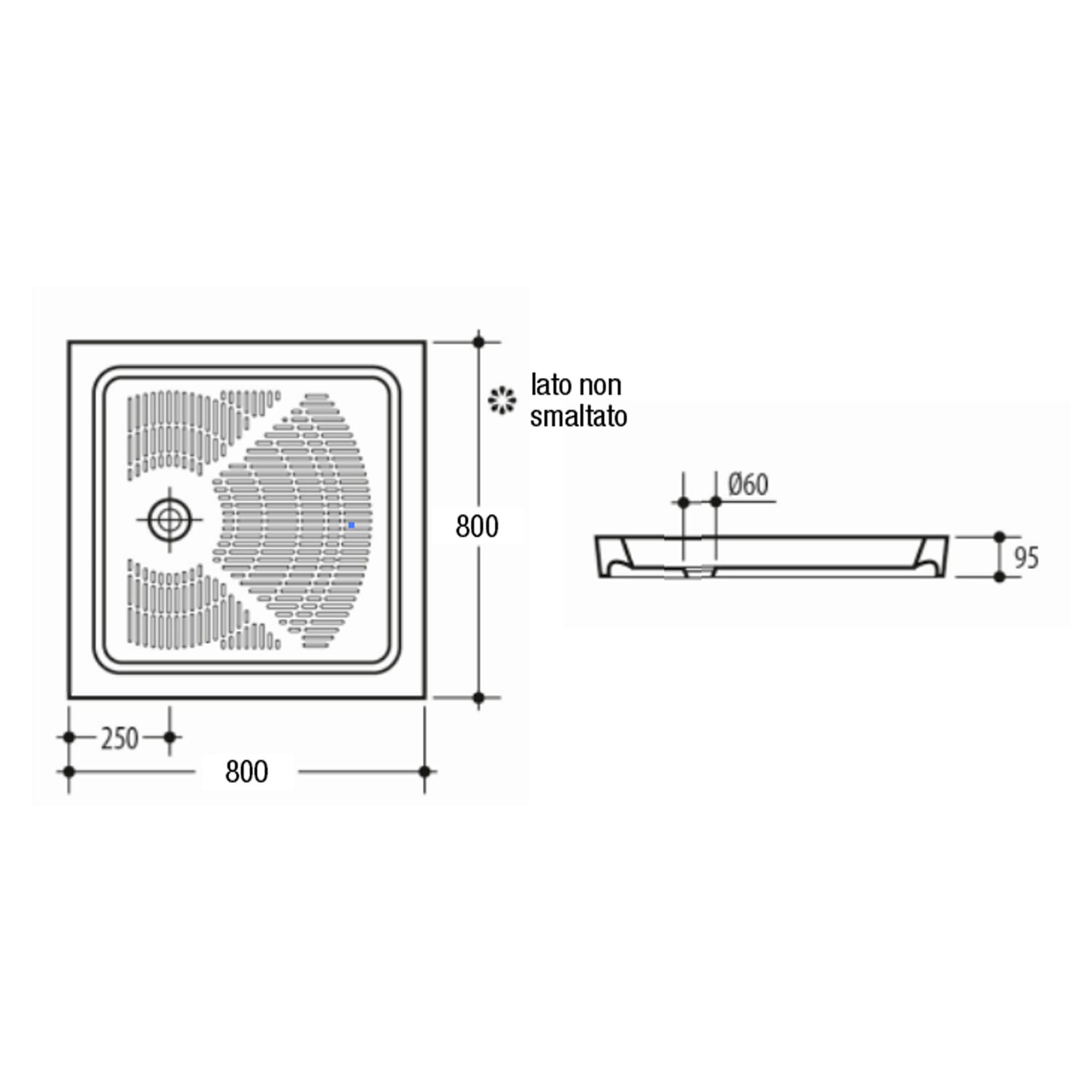 Piatto doccia in ceramica Era bianco L 80 x L 80 x H 9 cm lucido - 2