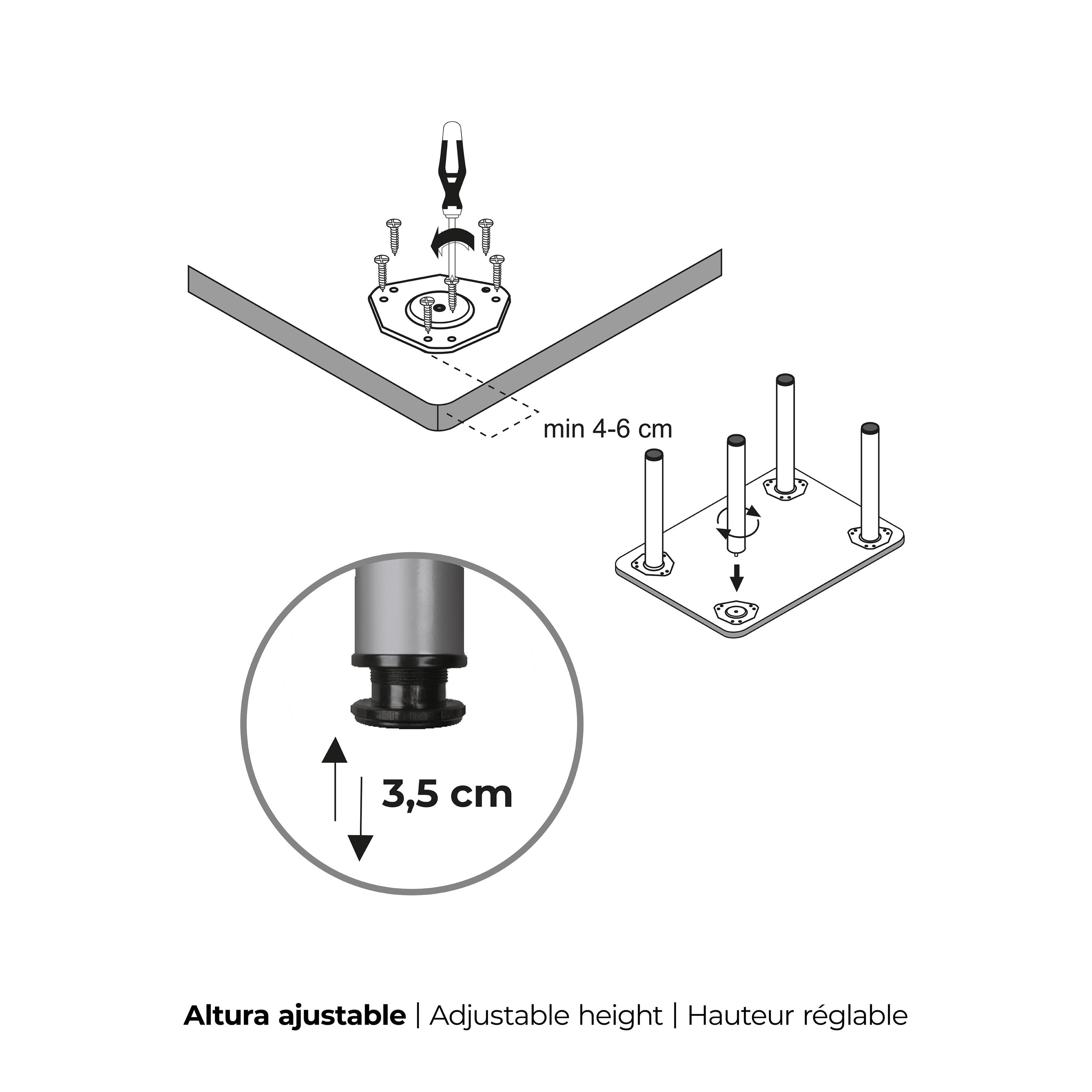 Gamba per mobili regolabile REI 2-406G.811.21 in acciaio cromato lucido ø 8 x H 110 cm - 5