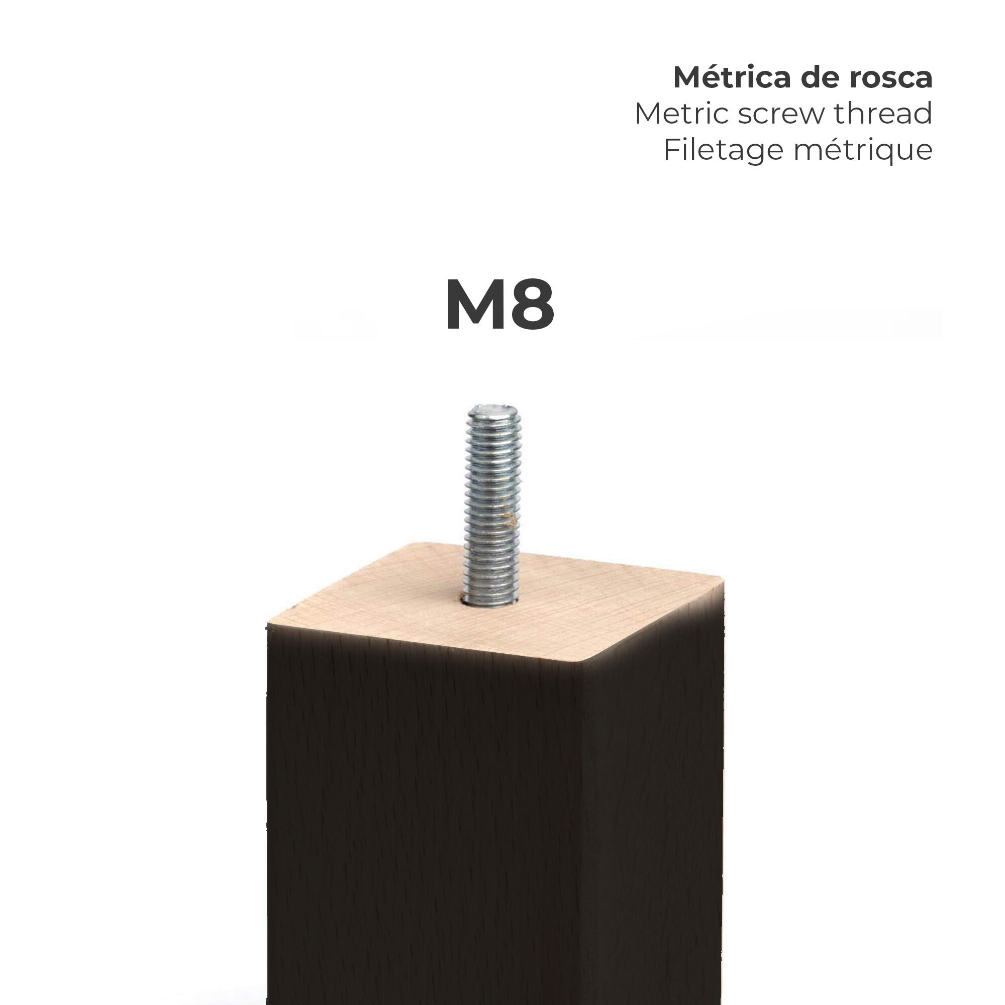 Piede per mobili REI 2-453.150.18 in legno nero opaco  P 5 x H 15 cm - 3