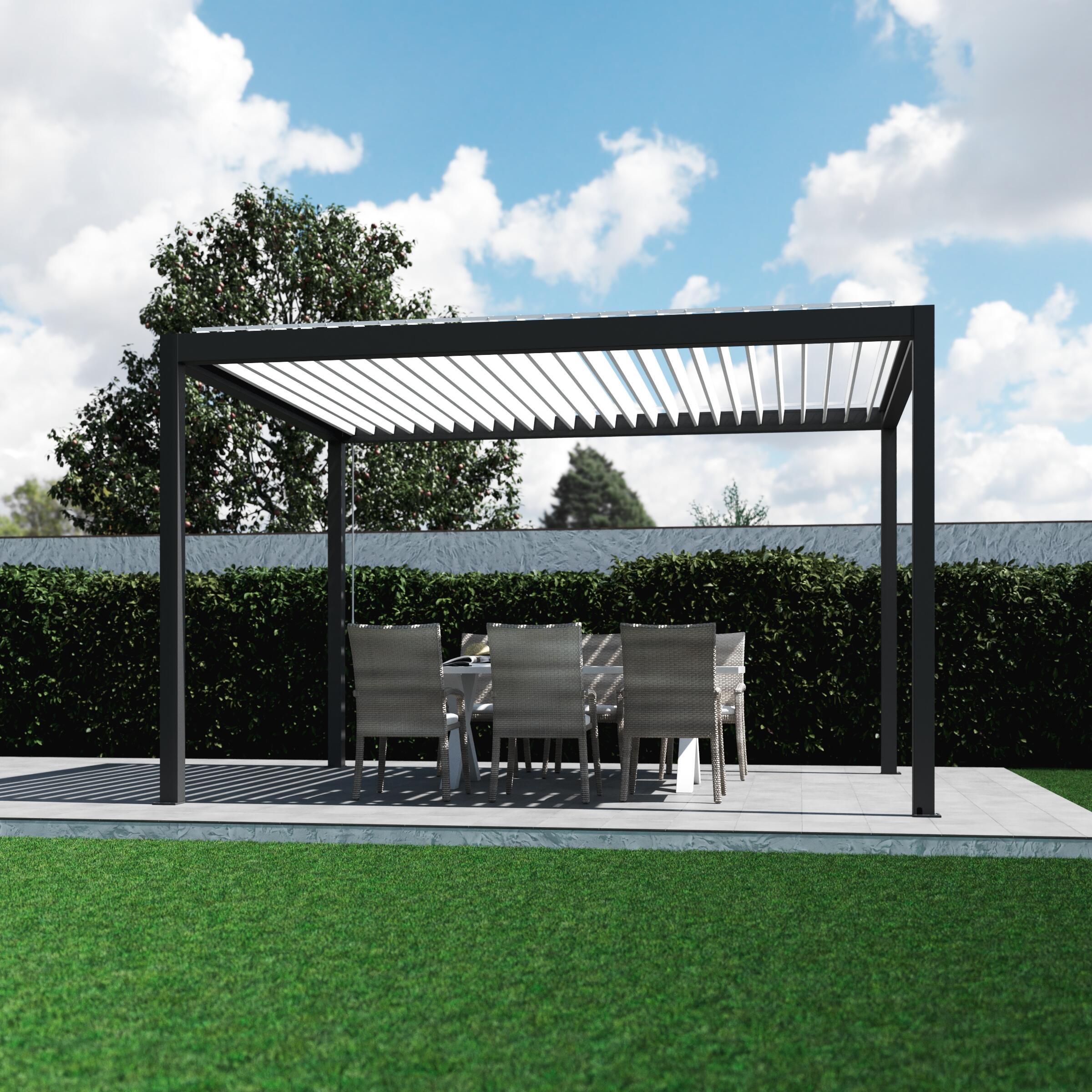Pérgola de aluminio bolonia gris, blanco de 300x400 cm